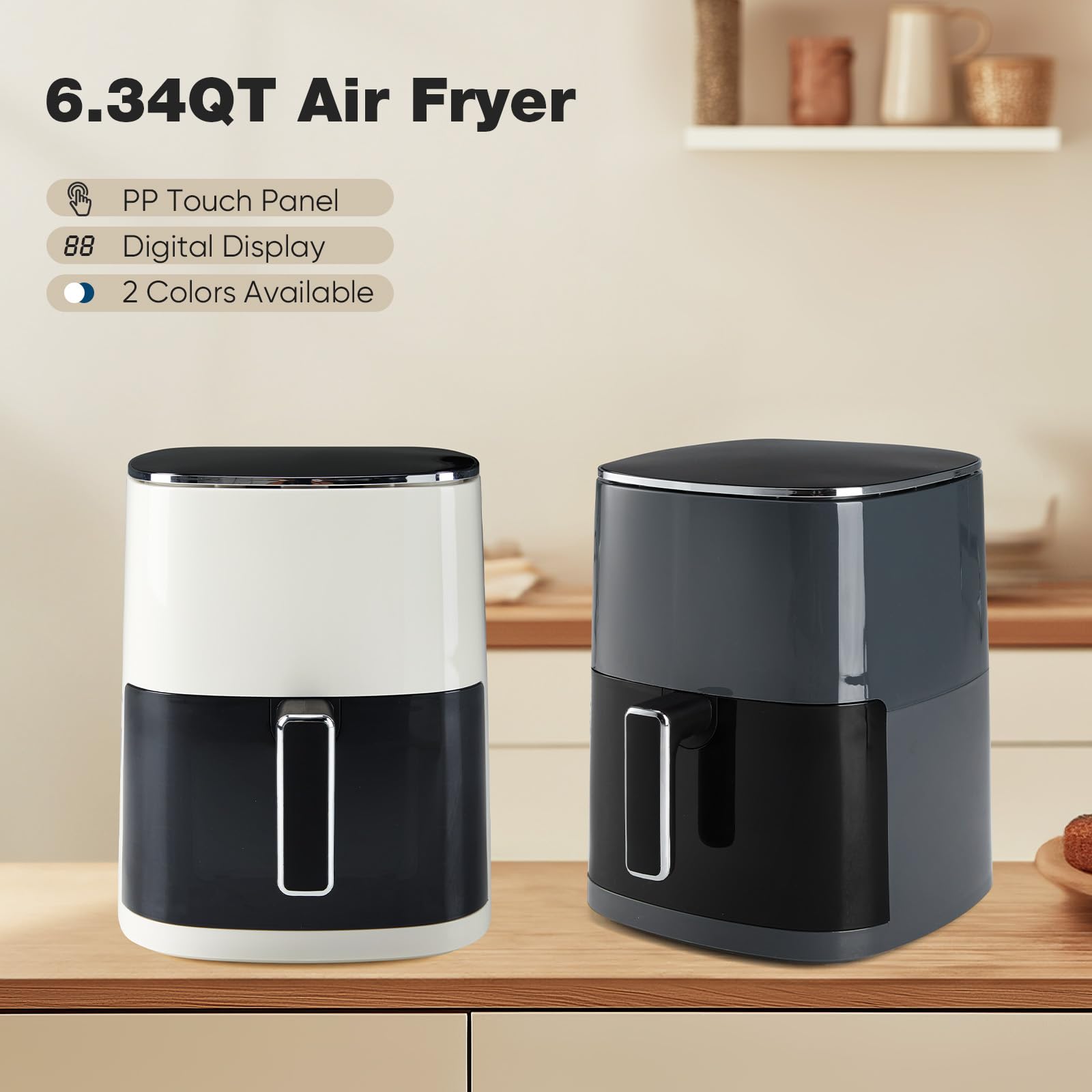Olixis Air Fryer 6 Quart With Window Square Air Fryer 12-In-1 Air Fry, Roast, Reheat, Dehydrate, Bake, Steam, Fries, Custard, Ch