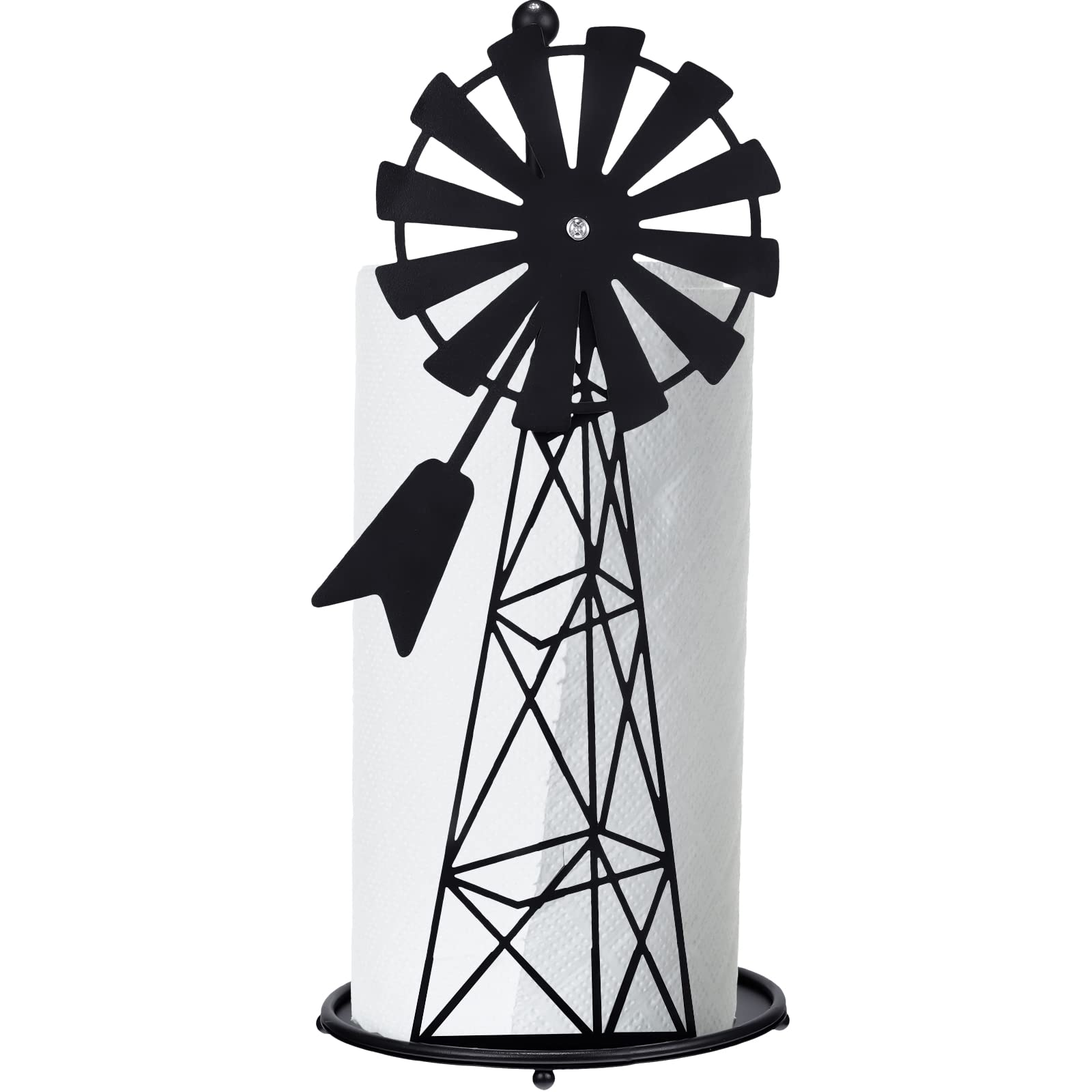 Vesici Windmill Paper Towel Holder Western Standing Paper Towel Roll Holder Black Countertop Roll Holder Metal Farmhouse Farm De