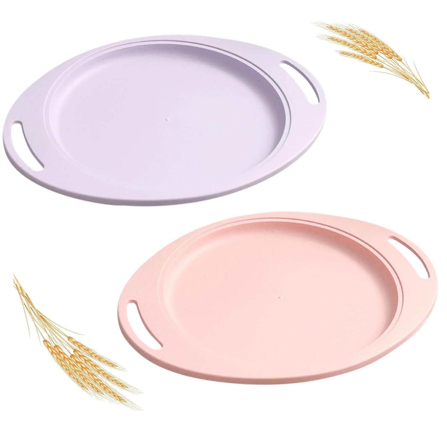 PPlus International Serving Tray With Handles  Oval Food Serving Trays For Coffee Table, Kitchen Counter, Breakfast, Party, De