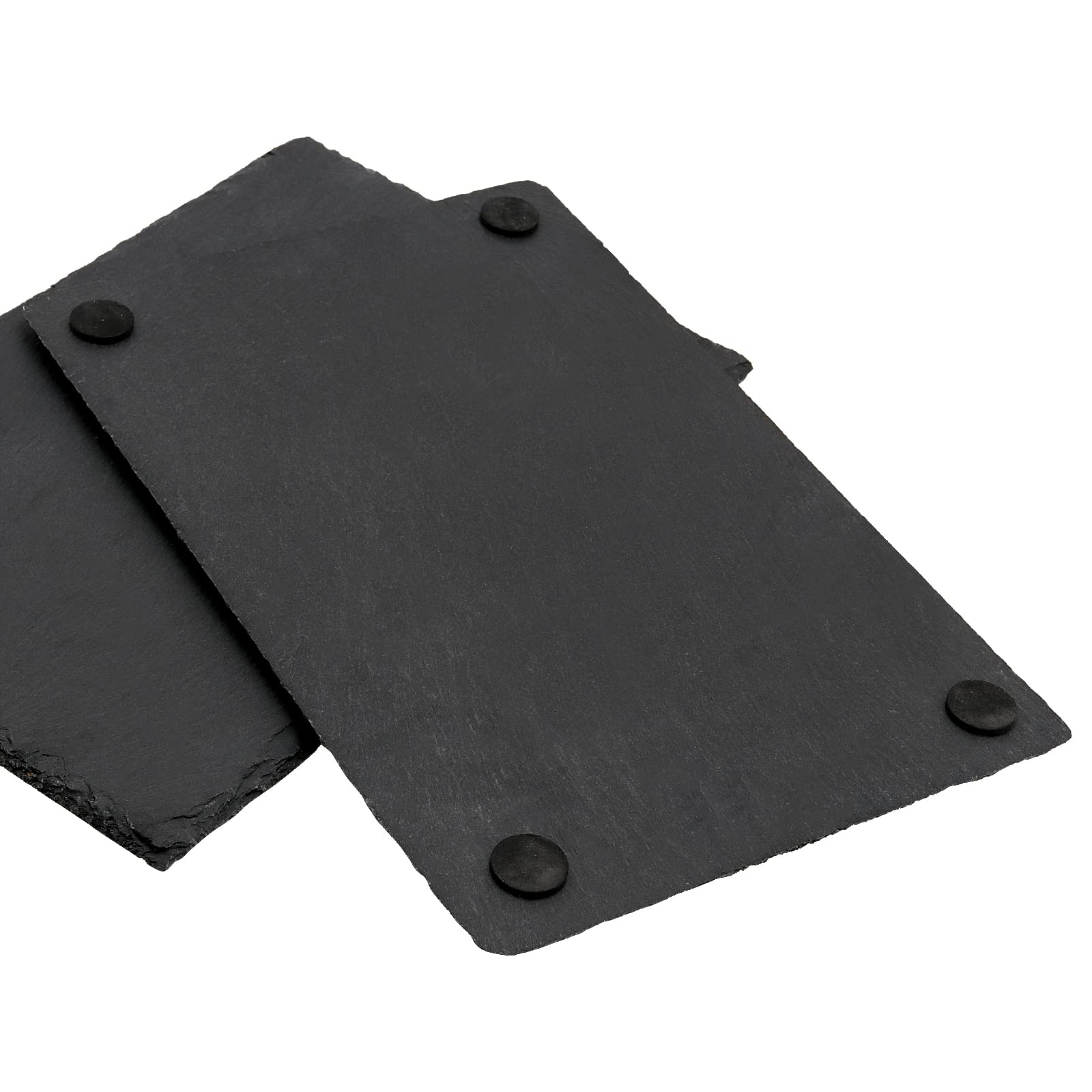 Pingeui 6 Pcs 12 X 8 Inches Black Slate Cheese Board, Rectangular Slate Stone Serving Plates With Natural Edge, Modern Slate Che