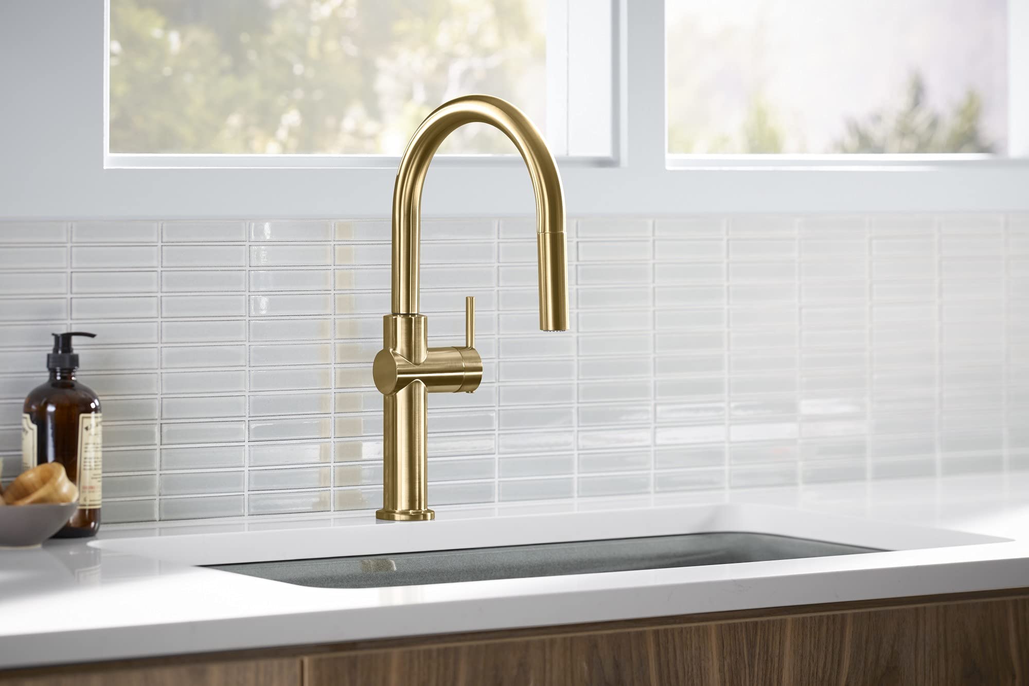 Kohler 22972-2Mb Crue Pull Down Kitchen Faucet, Kitchen Sink Faucet With Pull-Down Sprayer, Pull-Down Kitchen Sink Faucet, Vibra