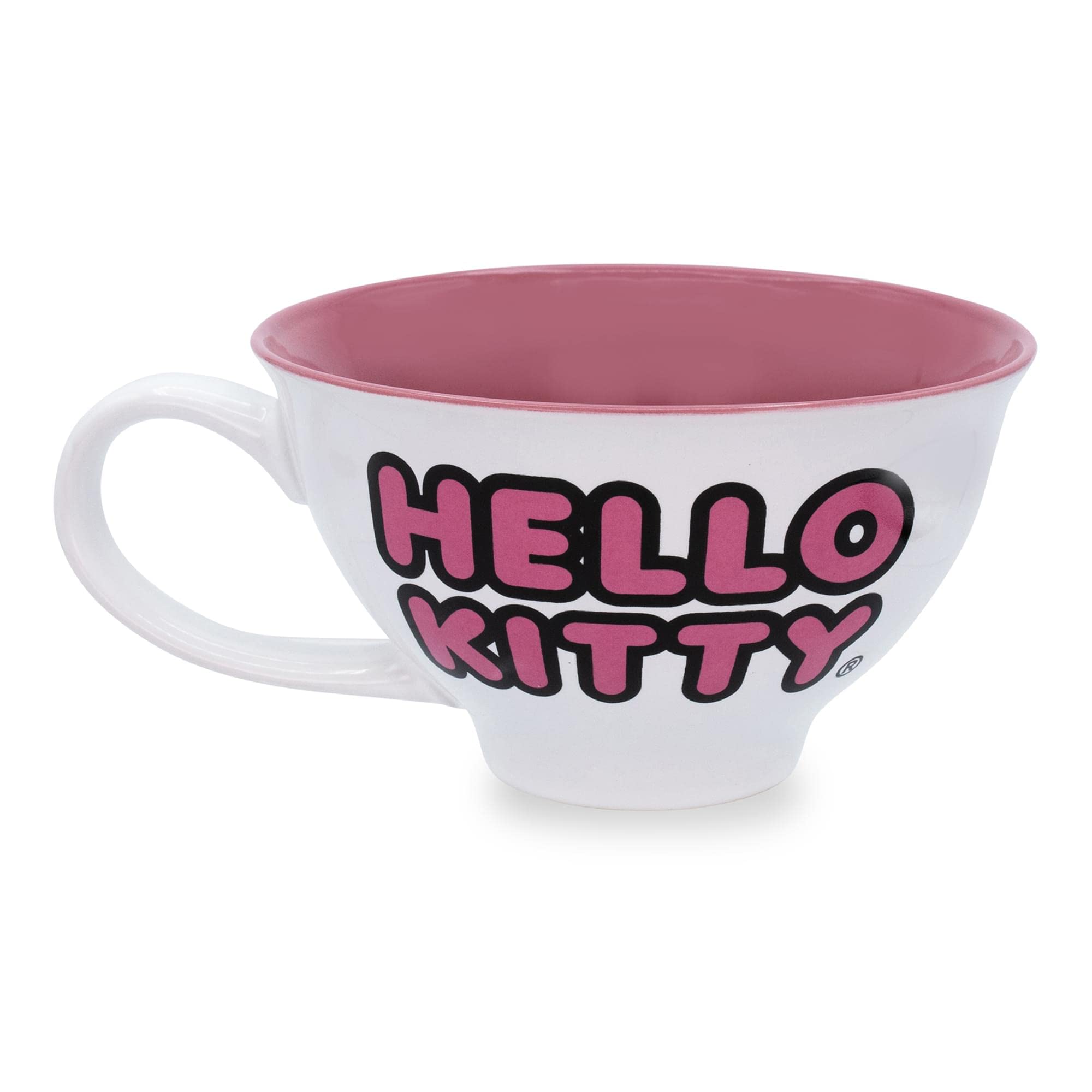 Silver Buffalo Sanrio Hello Kitty Ceramic Teacup And Saucer Set | Tea Party Gift Set For Coffee, Espresso - 12 Ounce