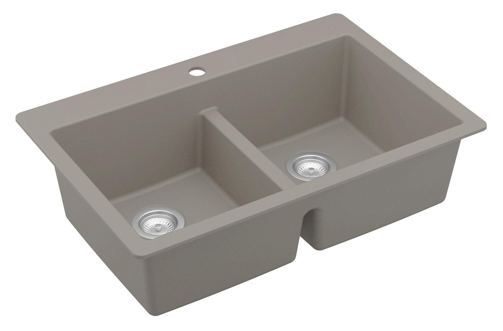 Karran Qt-810 33'' Top Mount Double Equal Bowl Quartz Kitchen Sink In Concrete