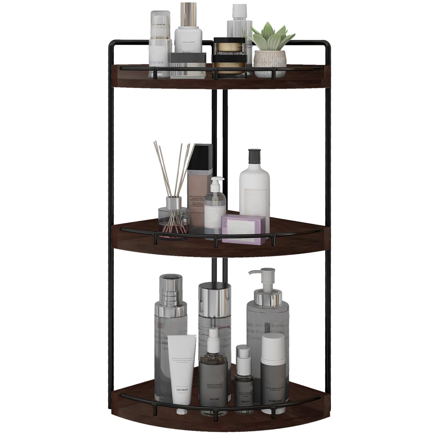 Dorhors 3-Tier Corner Bathroom Organizer Countertop for Storage,Vanity Tray,Wood Counter Organizer for Kitchen,Bathroom,Dresser 