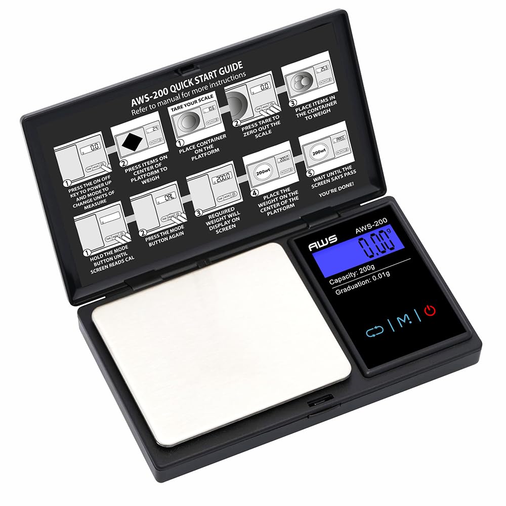 American Weigh Scales 200g x 0.01g Series Digital Pocket Weight Scale | Precision Digital Scale LCD Display, Jewelry, Coins, Foo