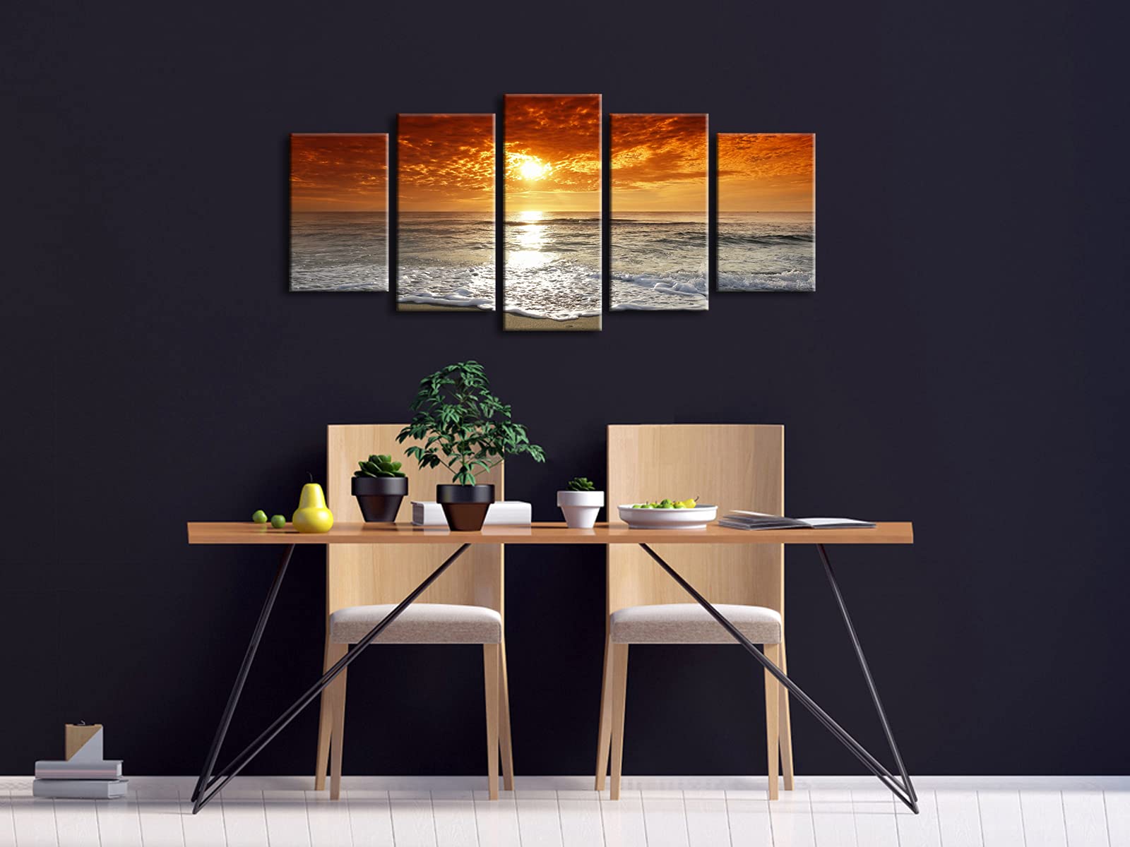 Wieco Art Grand Sight Sunset Ocean Canvas Prints Wall Art Sea Beach Pictures To Photo Paintings Landscape Decor For Living Room