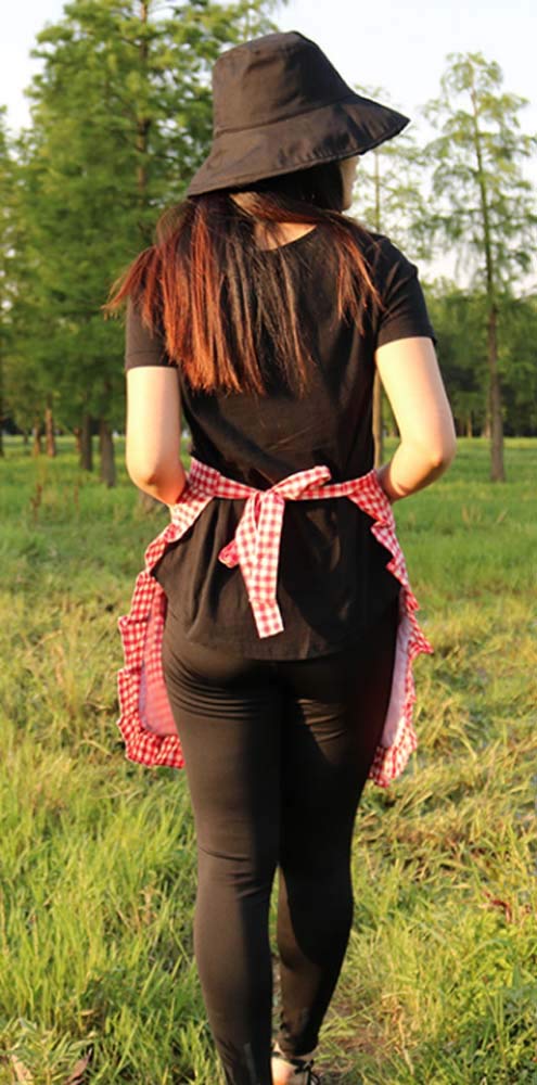 Crb Fashion Womens Waist Pocket Half Bistro Kitchen Cooking Apron (Red)