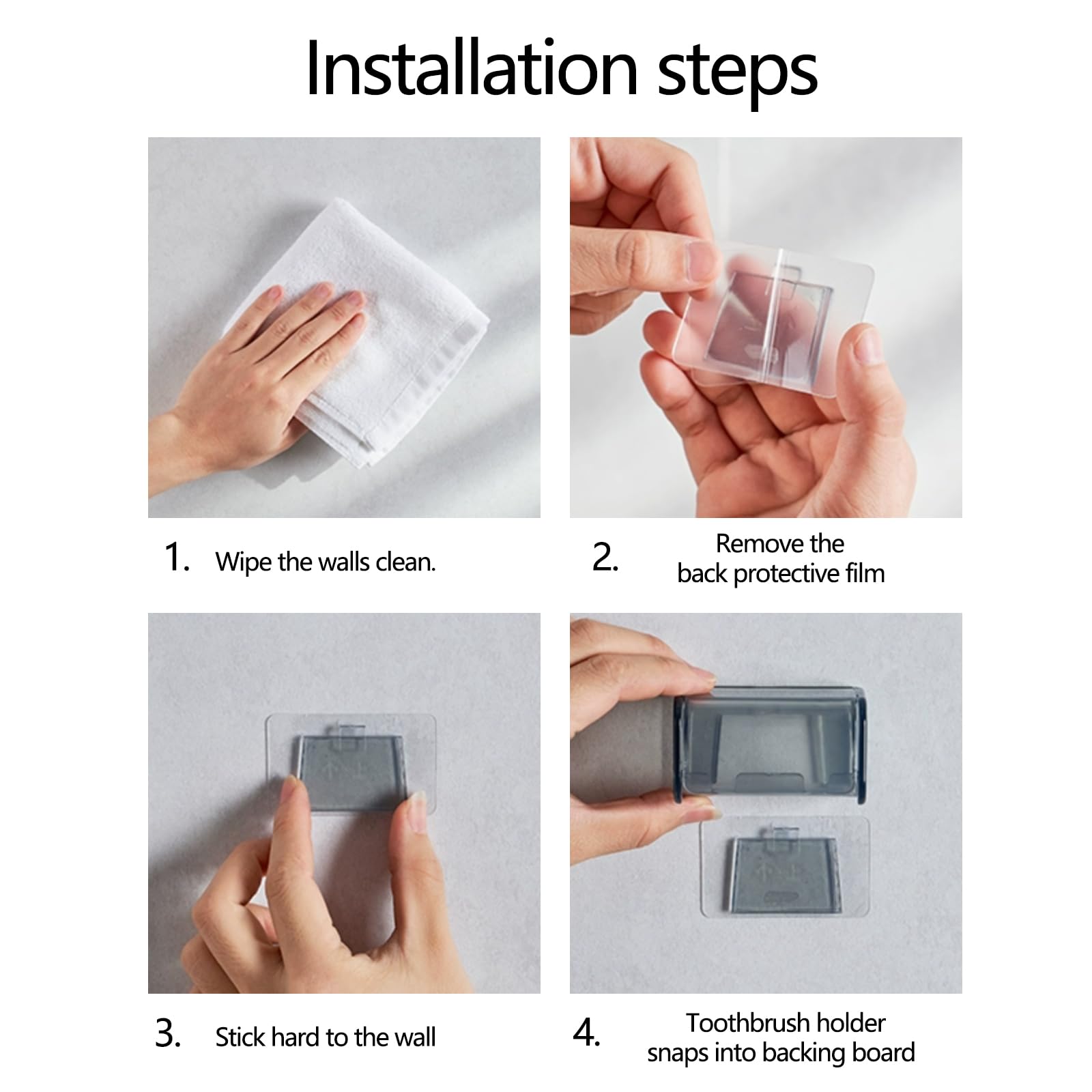 2 Pcs Wall-Mounted Toothbrush Holder With Cover, 2-Slot Organizer For Bathroom, Shower, Dorm, Cabinet (Clear)