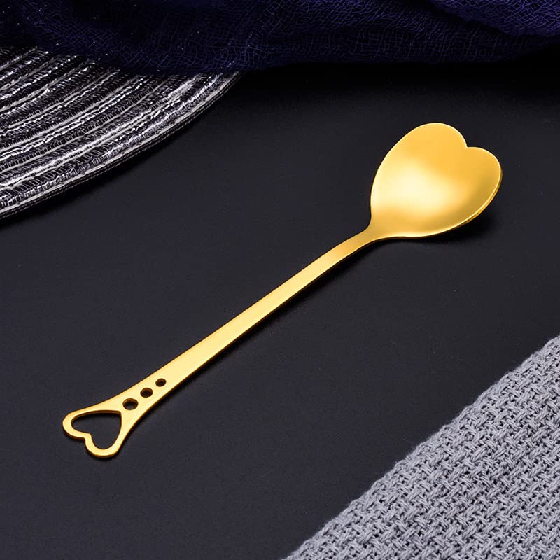 10-Piece Heart-Shaped Stainless Steel Dessert Spoon Set For Home, Restaurant, Cafe, And Bar - Elegant Design, Multi-Functional U