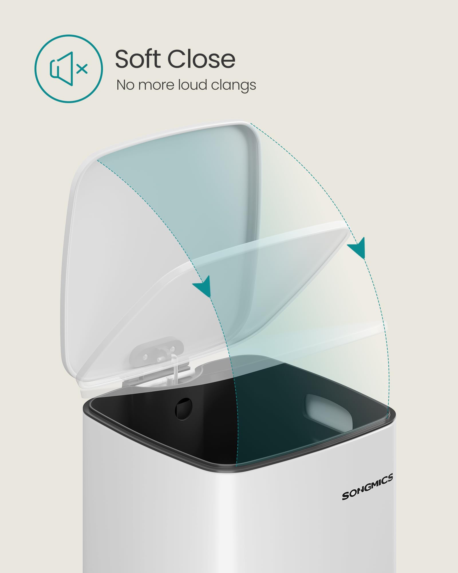 Songmics Kitchen Trash Can, 5.2-Gallon (20 L) Trash Bin, Stainless Steel Garbage Can, With Inner Bucket, Soft Close And Stays Op