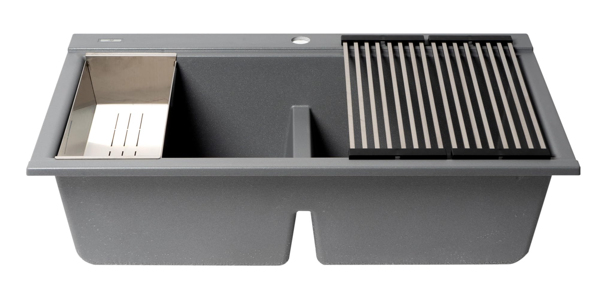 Alfi Brand Ab3418Dbdi-T Titanium 33'' Granite Composite Workstation Step Rim Double Bowl Drop In Sink With Accessories