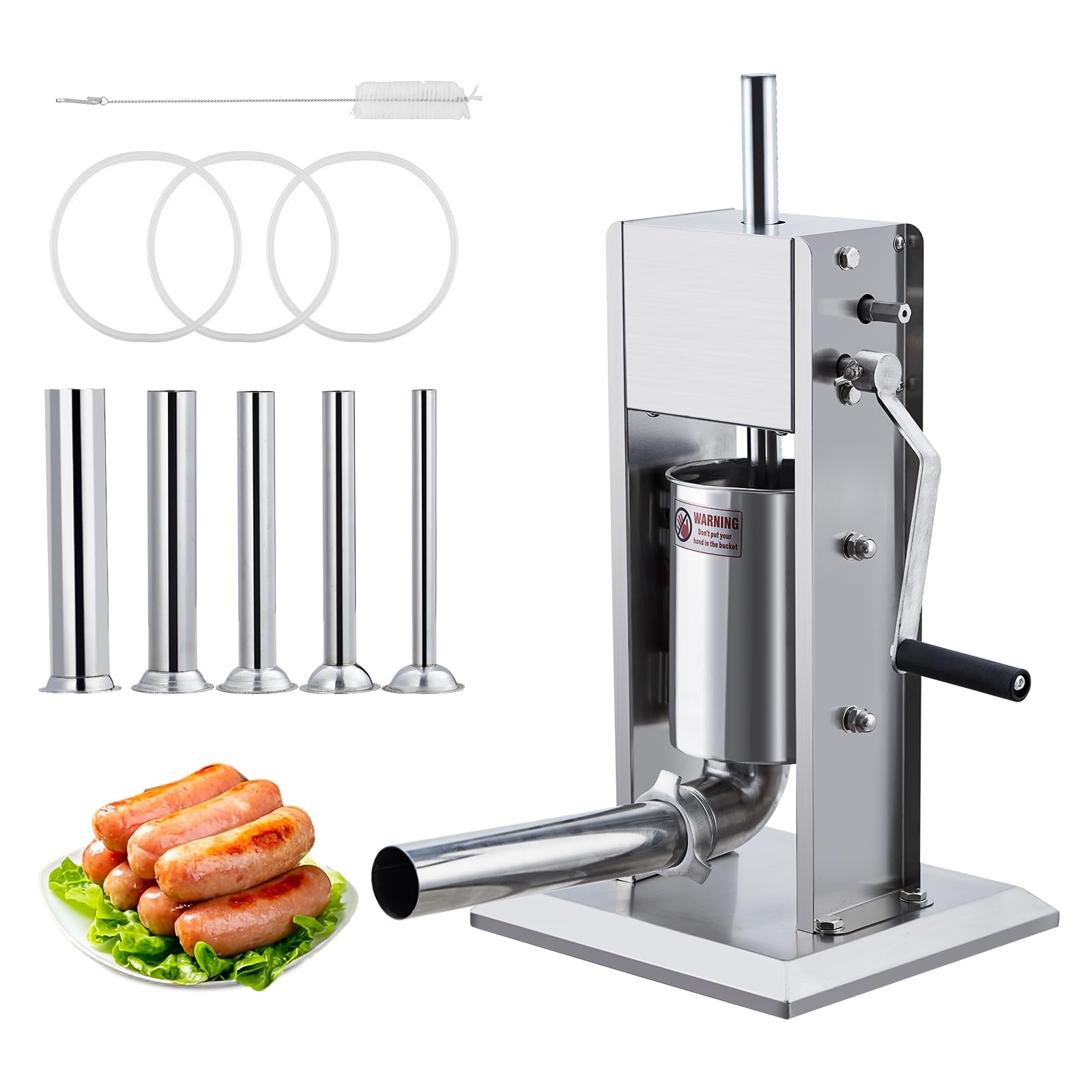 Sausage Stuffer, Manual 7LBS/3L Sausage Maker Machine, Meat Stuffer with Dual Speed, Stainless Steel Heavy Duty Sausage Filler w