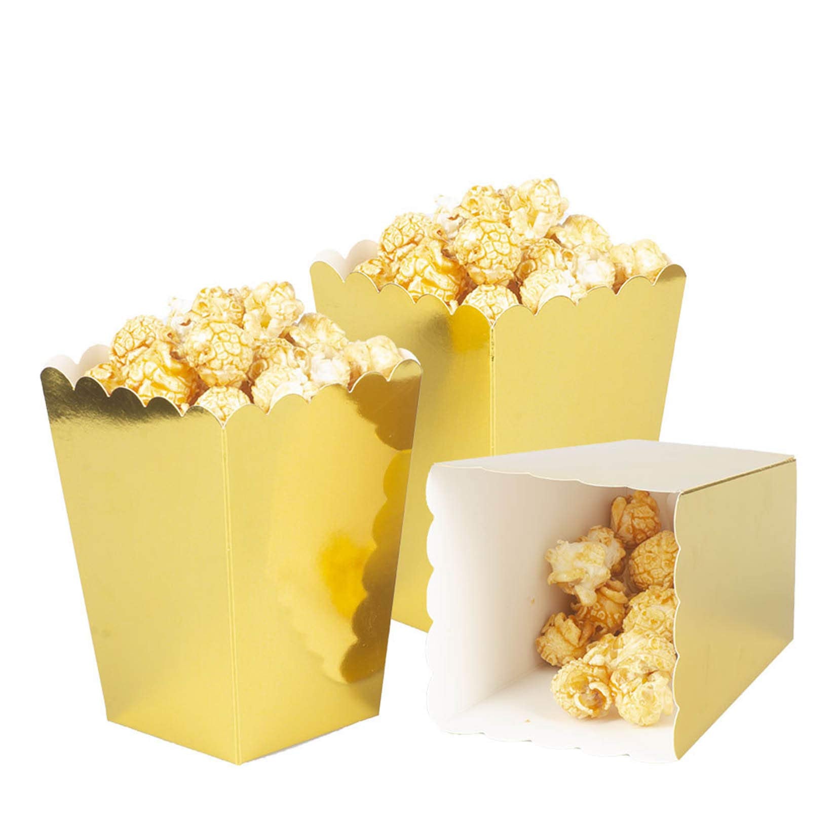 Gold Popcorn Boxes Mini Paper Popcorn Box Cardboard Popcorn Container For Party, Pack Of 24