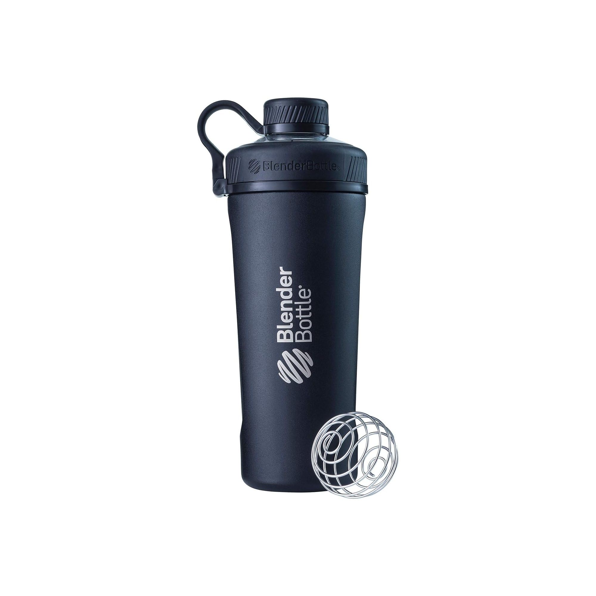 Blenderbottle Radian Shaker Cup Insulated Stainless Steel Water Bottle With Wire Whisk, 26-Ounce, Matte Black