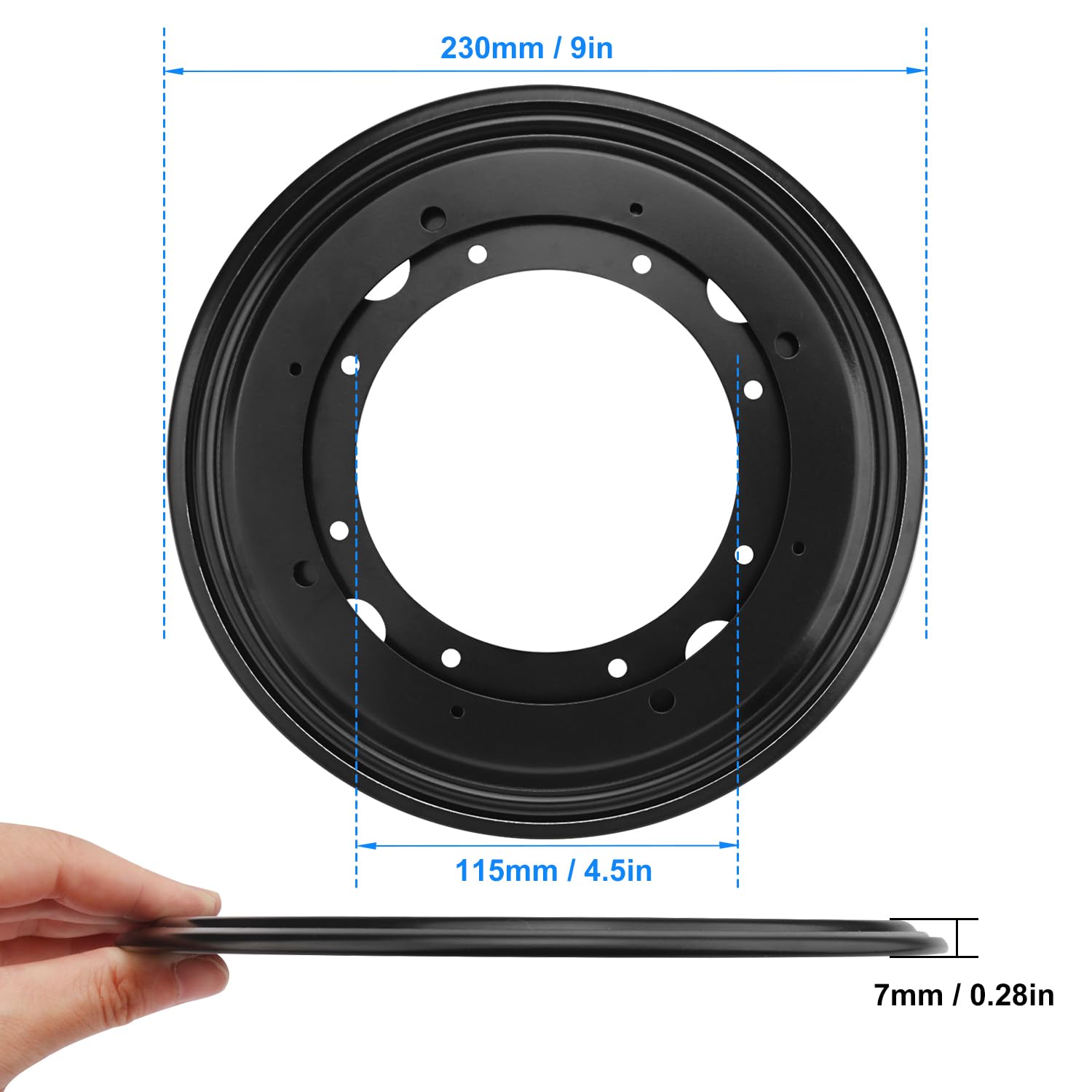 6 Pcs 9 Inch Black Lazy Susan Turntable Bearing Plate, Lazy Susan Bearings Base, Lazy Susan Hardware, Easy Installation, Solid M