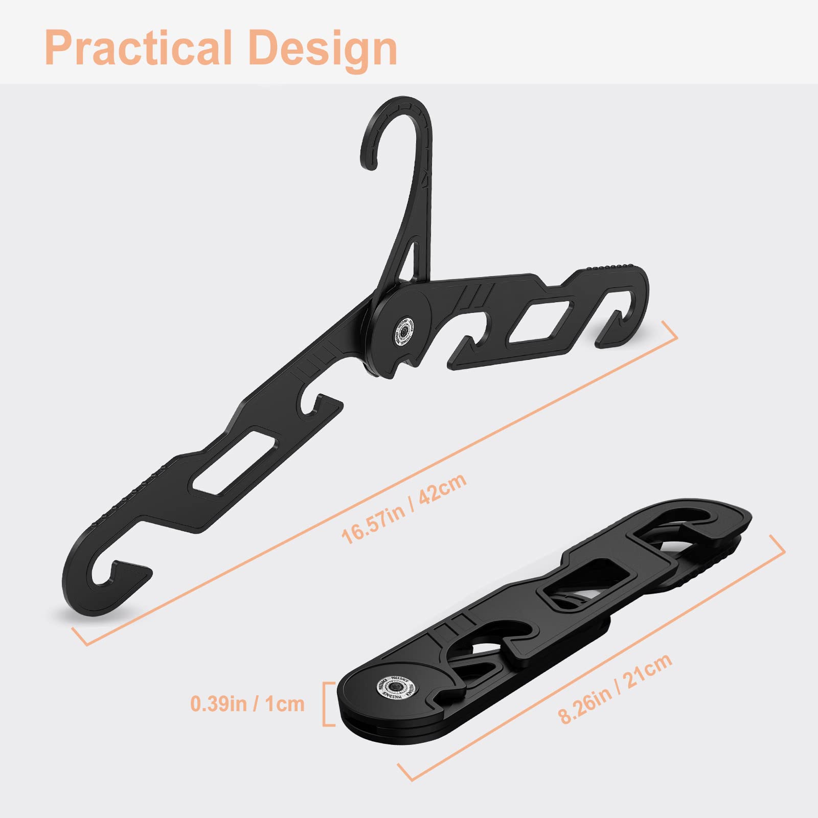 NICEDACK Premium Travel Hangers 6 Pack Portable Folding Clothes Hangers - Super Bearing Collapsible Hanger Foldable Clothes Drying Rack for Travel  Indoor and Outdoor Use (Black 6 Pack)