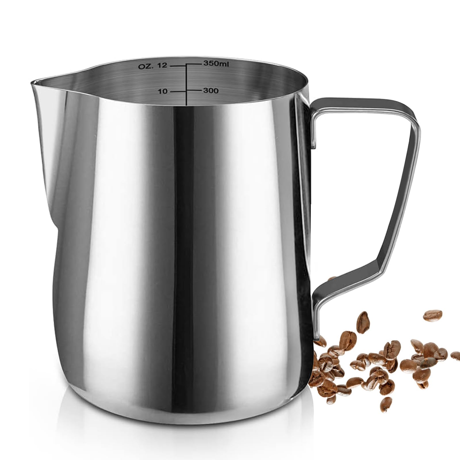 Sikemay Milk Frothing Pitcher Cup, 12Oz/350Ml Milk Frother Cup Stainless Steel Steaming Pitcher Milk Jug Coffee Latte Art Cappuc