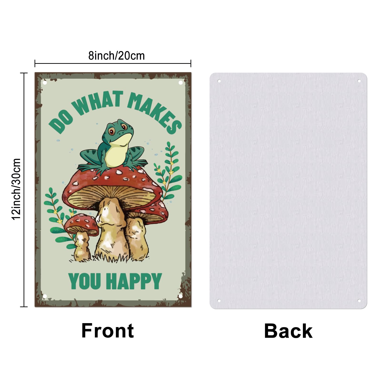 SUPERDANT Vintage Tin Signs Vintage Art Iron Wall Decor Frog Mushroom Inspirational Quotes Do What Makes You Happy Metal Plaque