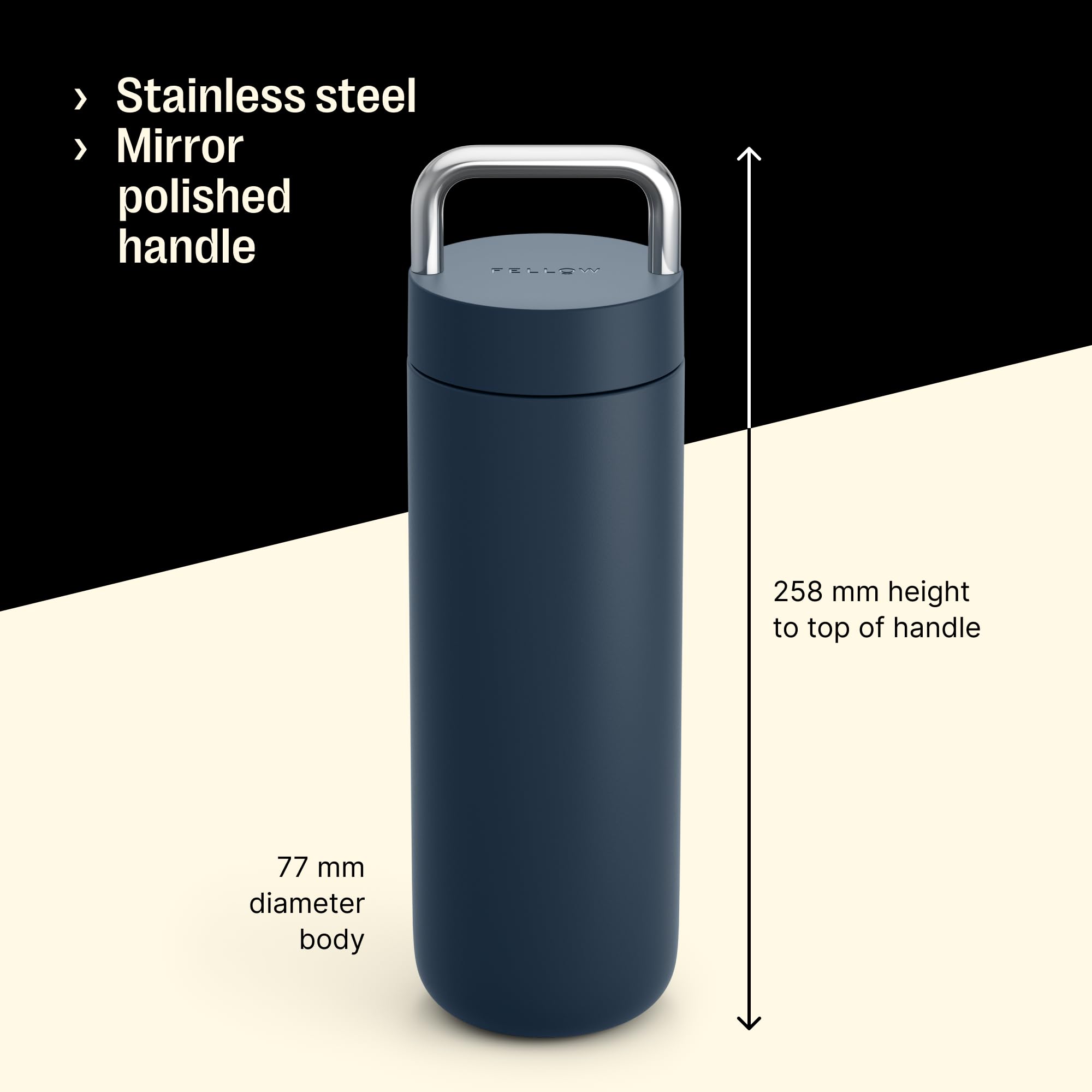 Fellow 20 Oz Carter Carry Vacuum Insulated Tumbler For Water, Tea, Coffee, Smoothies, & More - Stainless Steel - Keeps Heat For