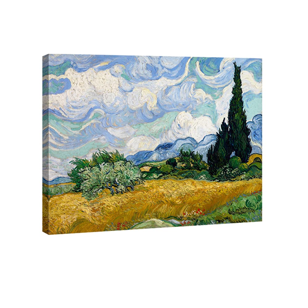 Wieco Art Wheat Field With Cypresses By Van Gogh Famous Oil Paintings Reproduction Modern Framed Landscape Giclee Canvas Prints