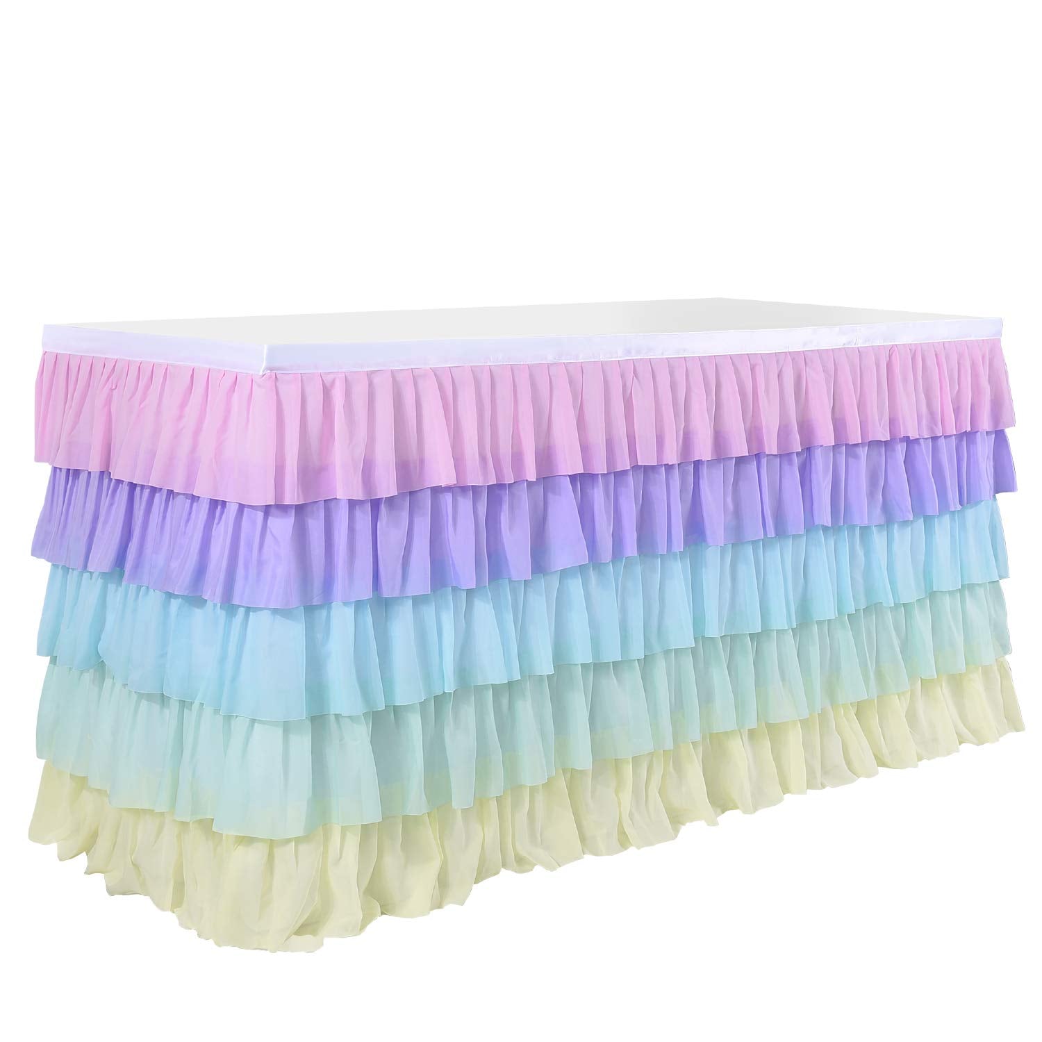 Rainbow Table Skirt Tutu Unicorn Tablecloth For Birthday Party Baby Shower Unicorn Party Table Cloth 9Ft