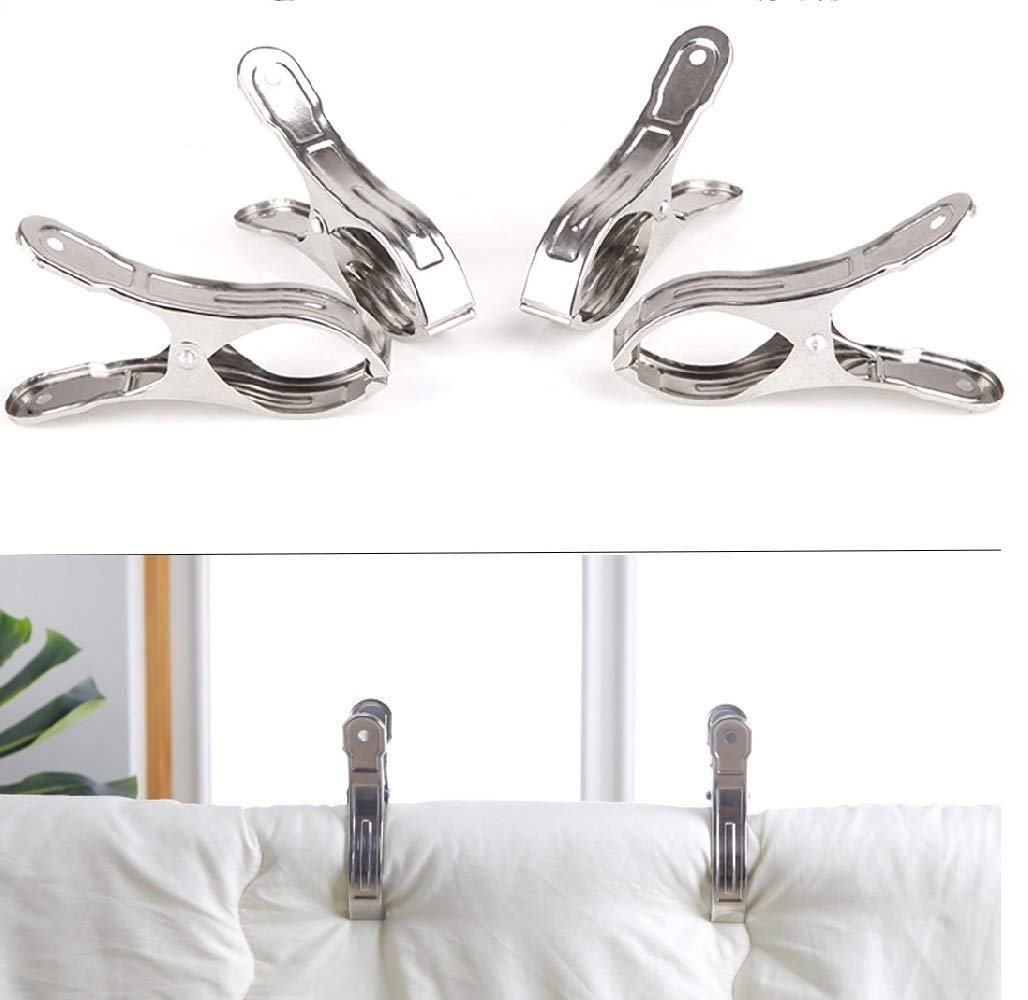 8 Pack Stainless Steel Clothespins, 4.7 Inch Towel Clips For Beach Chairs,Giant Clothes Pins,Metal Clip - Keep Your Towel From B