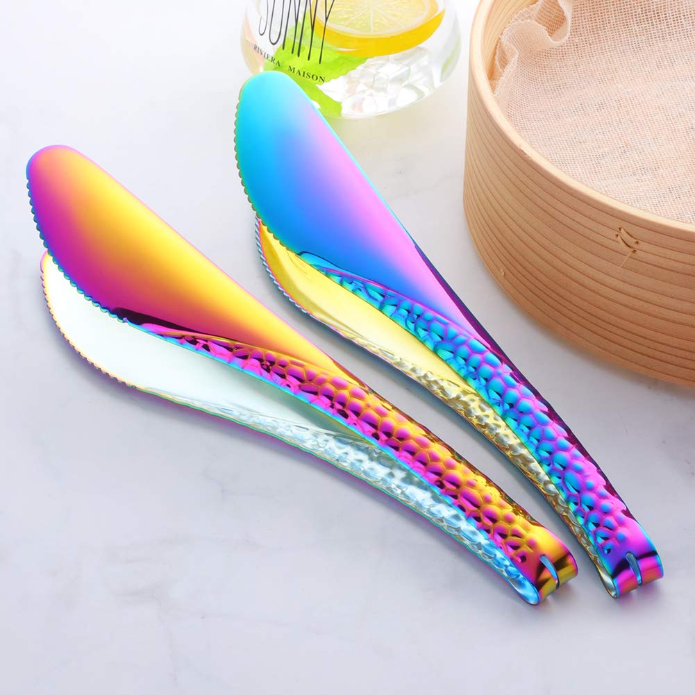 Bread Tongs Stainless Steel Serving Tongs Metal Server Tongs For Pasta Bbq Meat Appetizers Pastries Steak Cooking Tool (Rainbow)