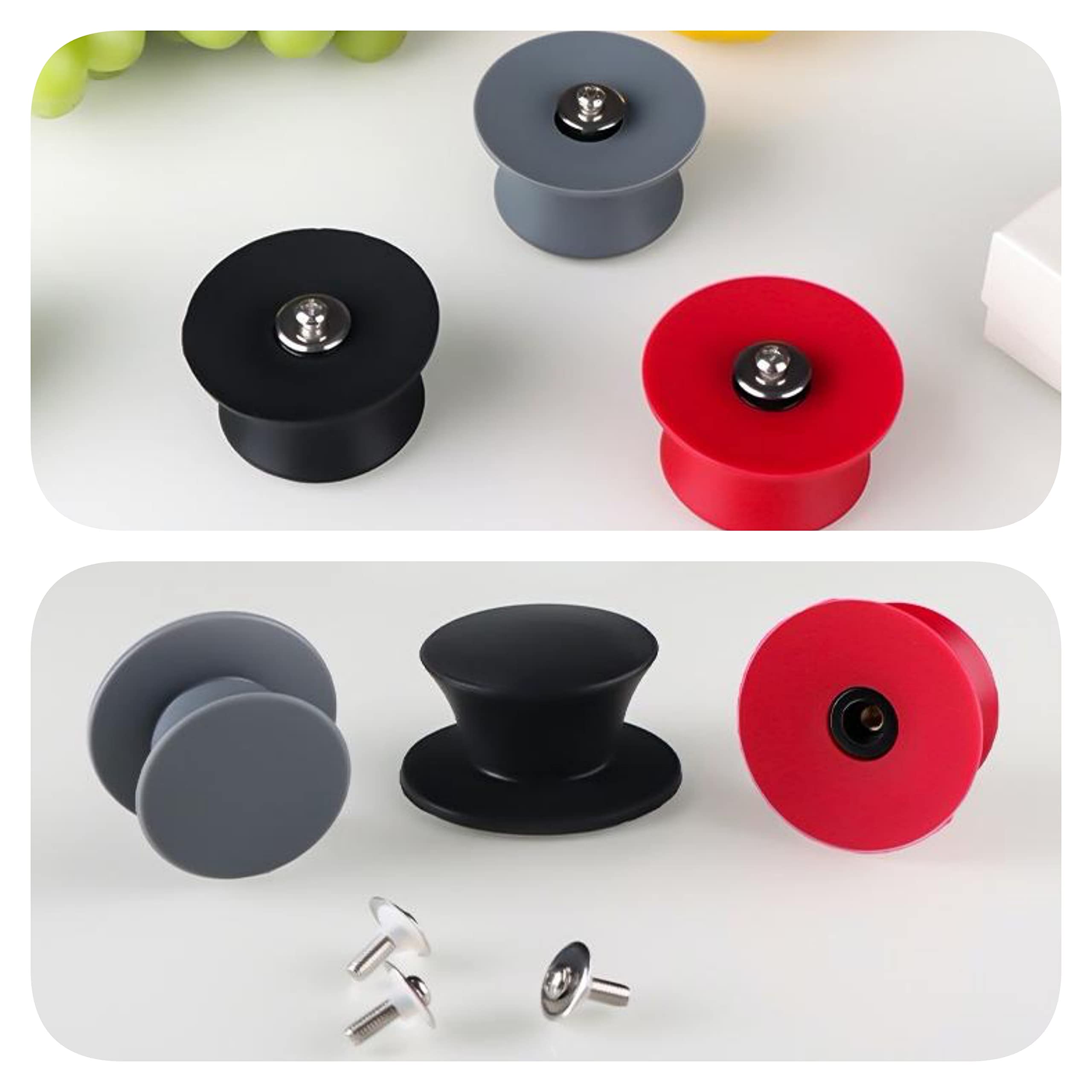 Batdiyow 2 Pcs Universal Silicone Pot Lid Knob Replacement Pan Lid Holding Handles (Red)