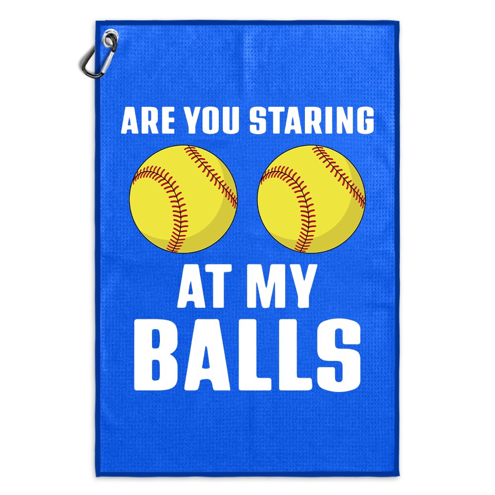 Msticey are You Staring at My Funny Printed Microfiber Soft Ball Towel with Clip, Softball Gifts for Softball Player Mother s D