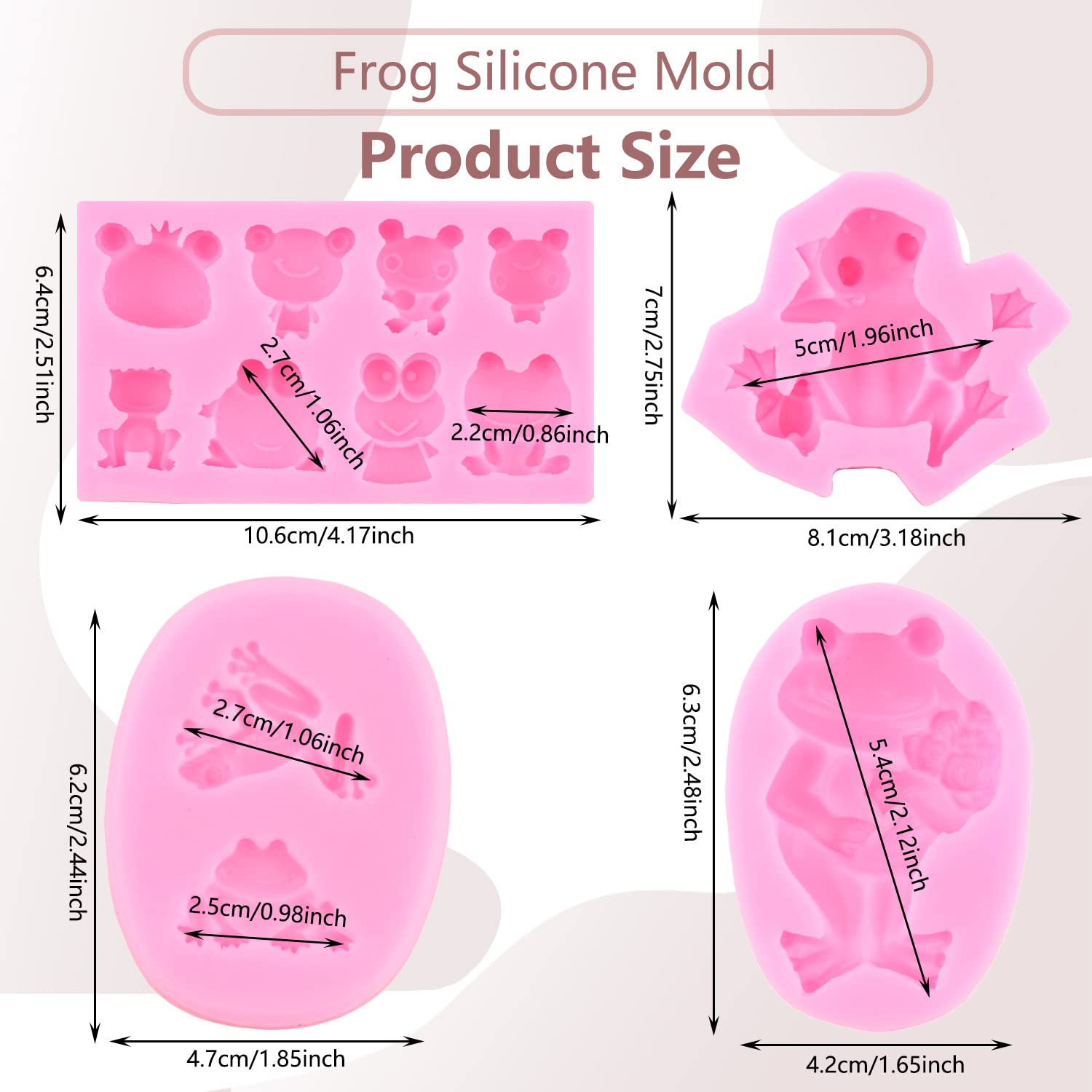 Miyahouse Frog Silicone Fondant Mold For Cake Decorating Cupcake Topper Candy Chocolate Polymer Clay Gum Paste Set Of 4