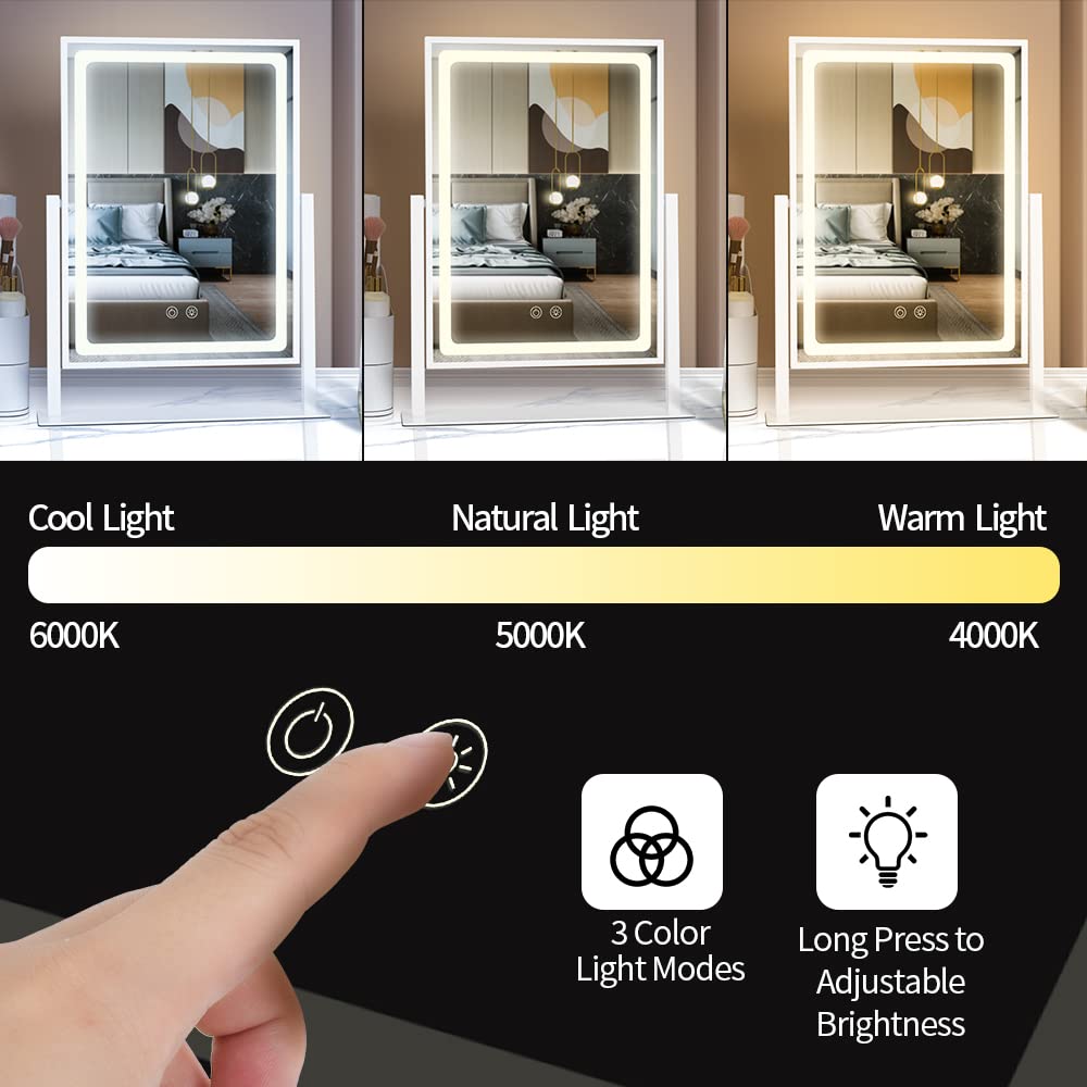 Brightinwd Lighted Makeup Mirror, Hollywood Vanity Mirror With Lights, Touch Control 3 Color Lighting Modes For Bedroom, Detacha