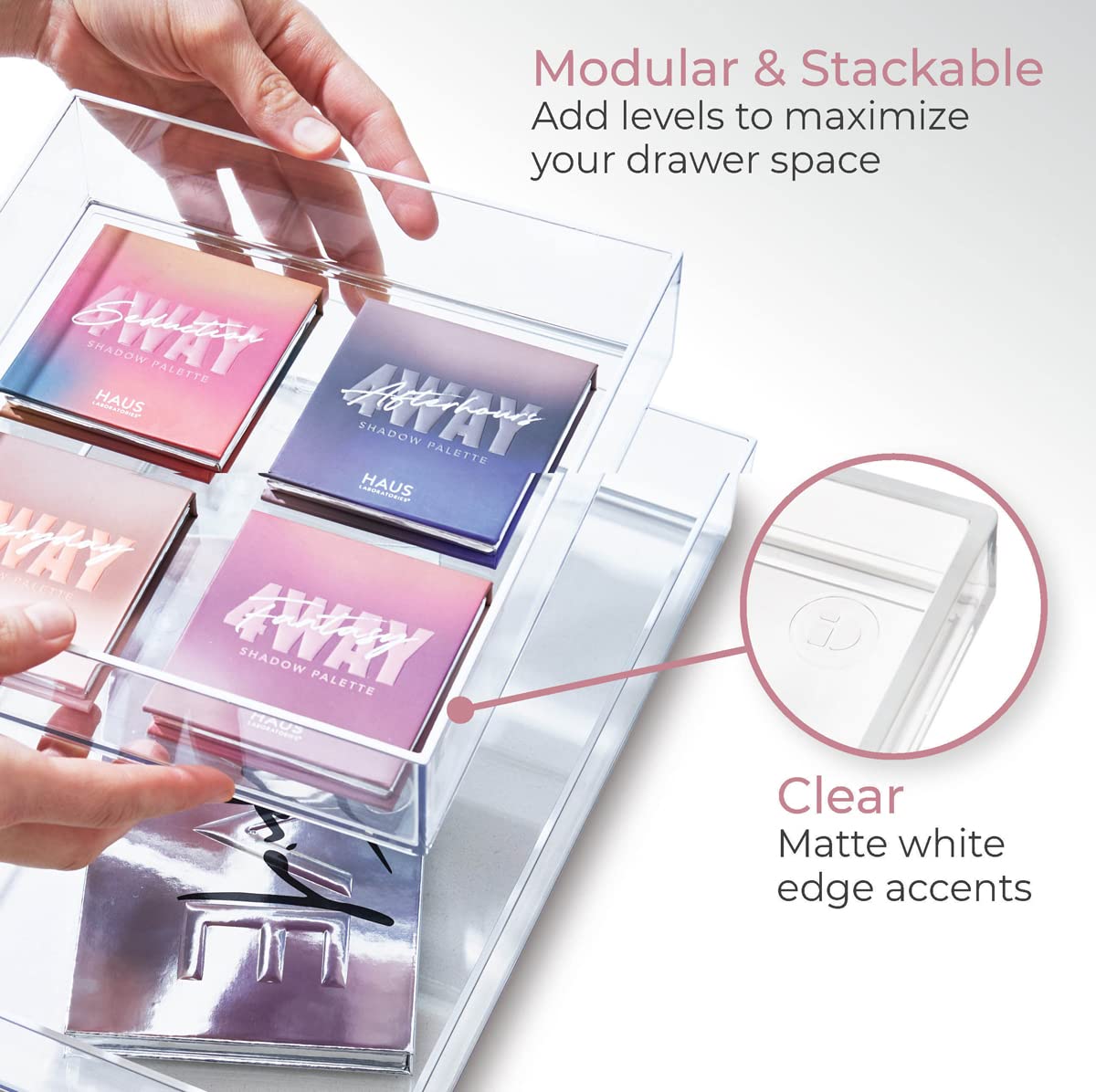 iDesign The Sarah Tanno Collection Plastic Cosmetic Drawer Organizer  8'' x 12'' x 2''  Clear