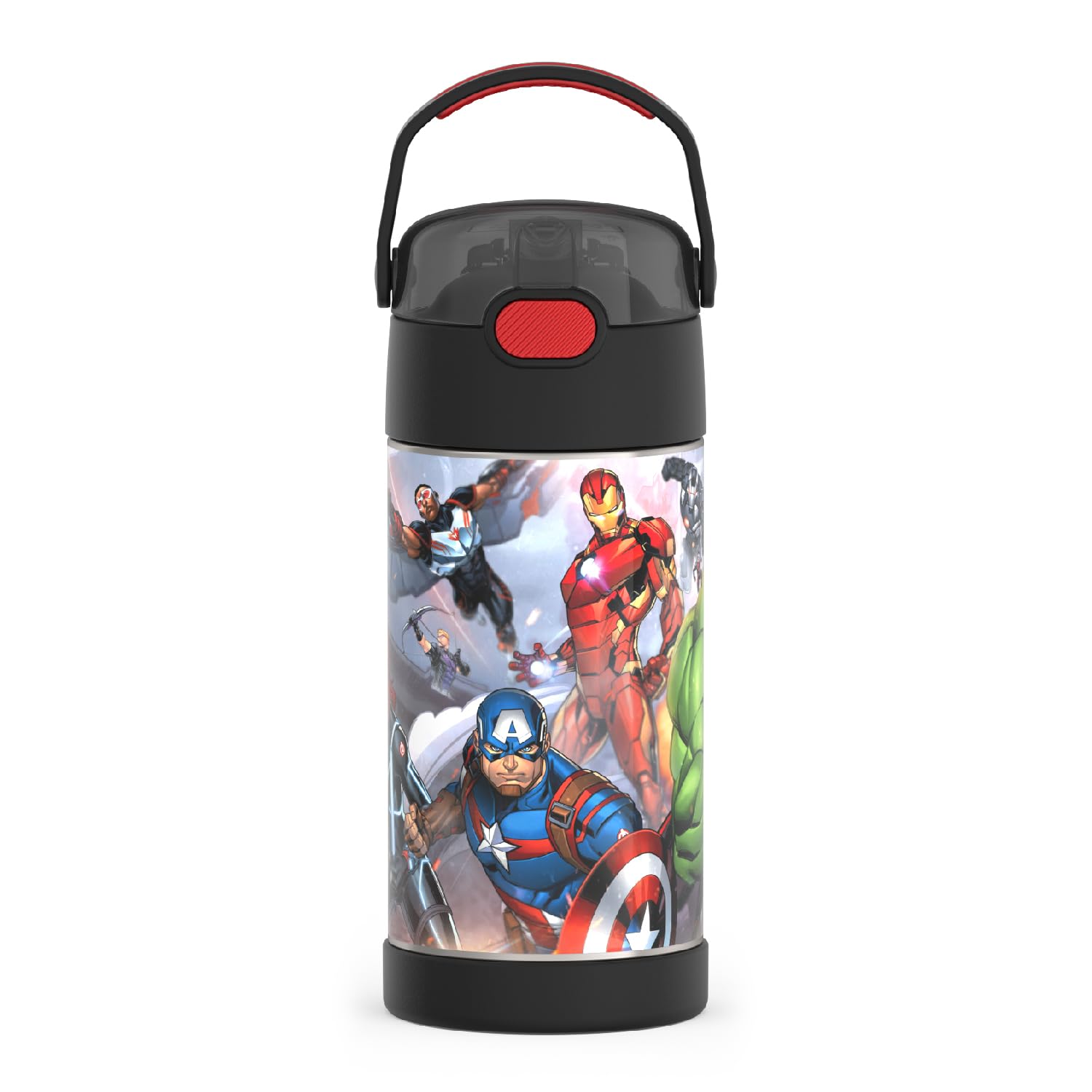 Thermos Funtainer Water Bottle With Straw - 12 Ounce, Avengers - Kids Stainless Steel Vacuum Insulated Water Bottle With Lid