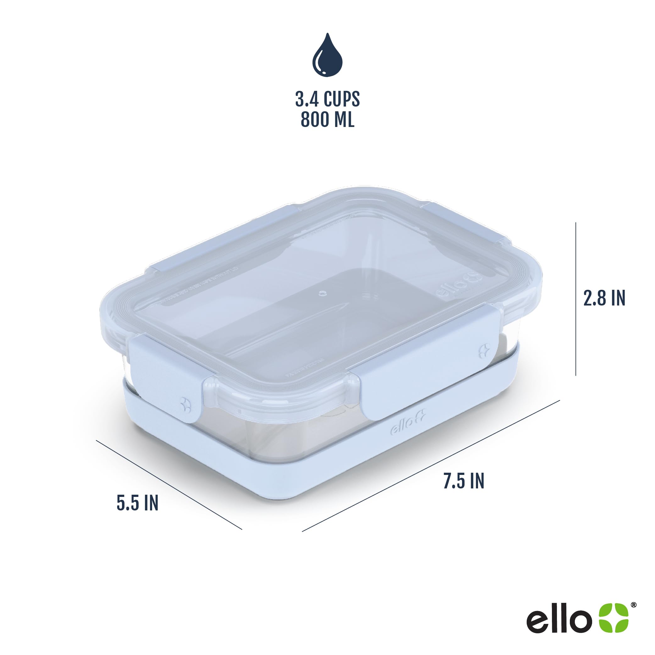 Ello Duraglass Refresh 3.4 Cup Meal Prep Sets 10Pc, 5 Pack Set- Glass Food Storage Container With Silicone Boot And Airtight Bpa