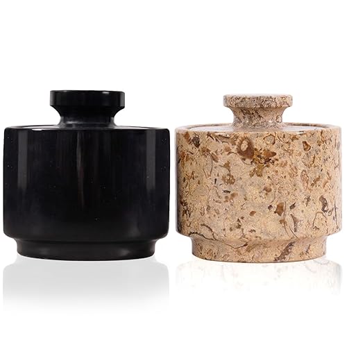 Marblous Krafts Stylish Marble Sugar Dispenser Black And Coral 35 Oz Salt Cellar, Salt Container And Marble Dacor 3 X 3 Kitchen