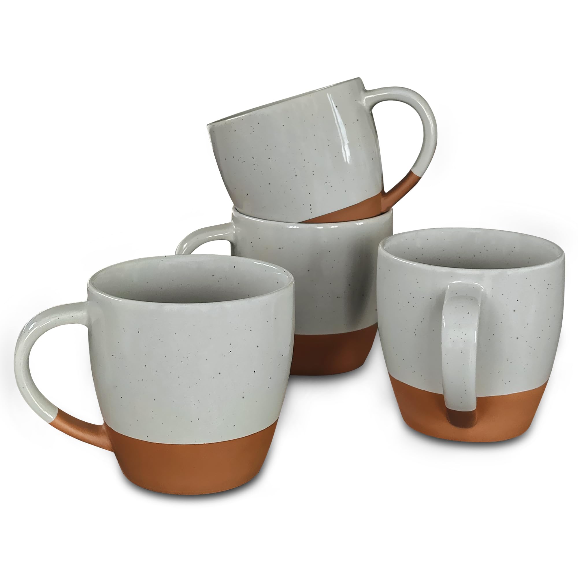Mora Ceramic Large Latte Mug Set of 4  16oz - Microwavable  Porcelain Coffee Cups With Big Handle - Modern  Boho  Unique Style For Any Kitchen. Microwave Safe Stoneware - Earl Grey
