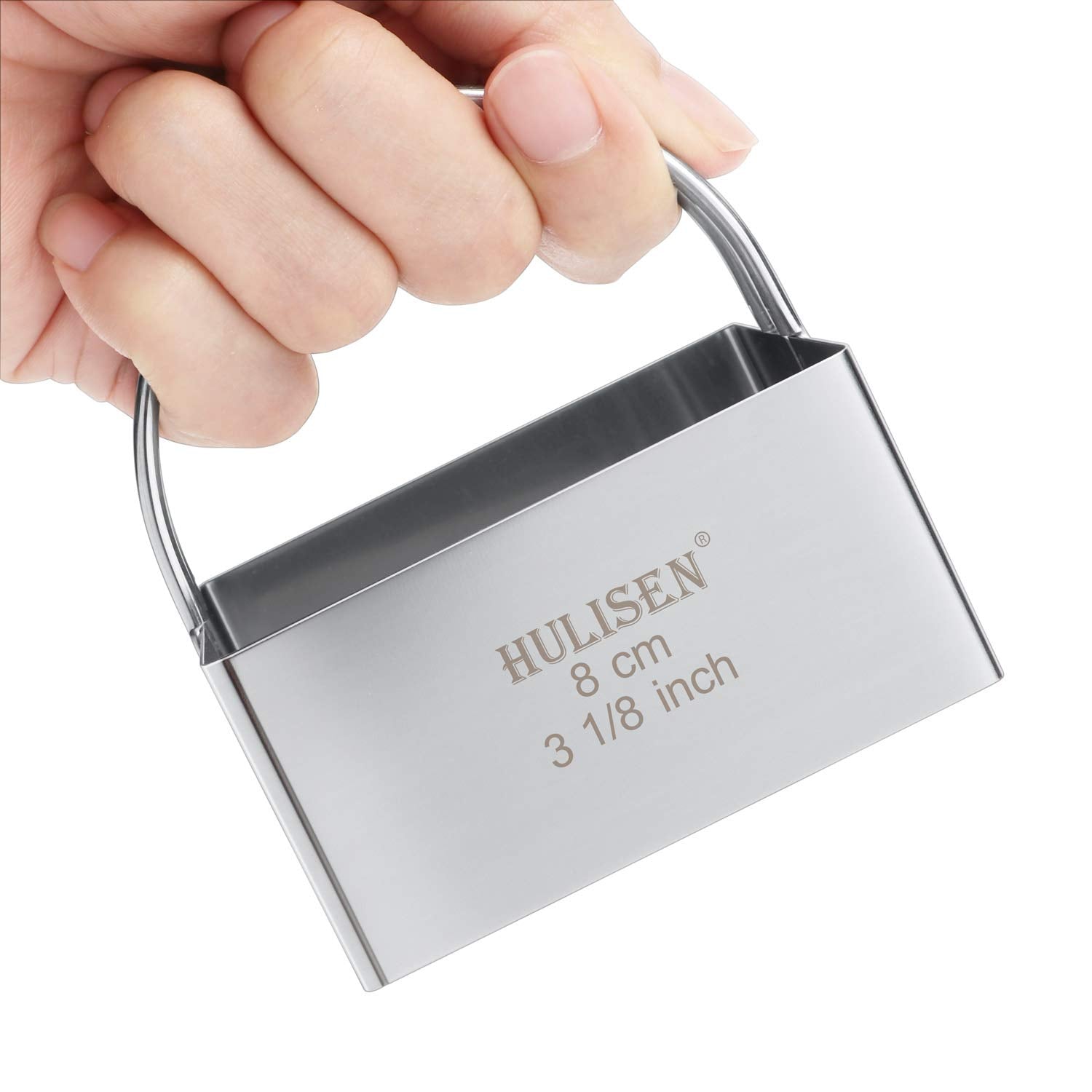 Hulisen Square Biscuit Cutter Set (4 Pieces/Set), Stainless Steel Cookies Cutter With Handle, Professional Baking Dough Tools, G