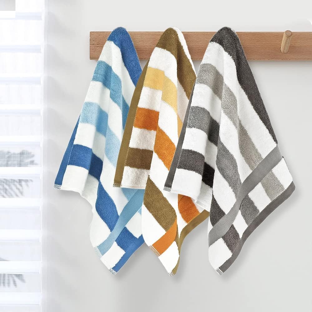 12 Pack Wash Cloths Beach Style 3 Colors  Cotton Washcloths Gentle for Men Women Kids  Durable Wash Rags Large Size 13 '' X 13 ''