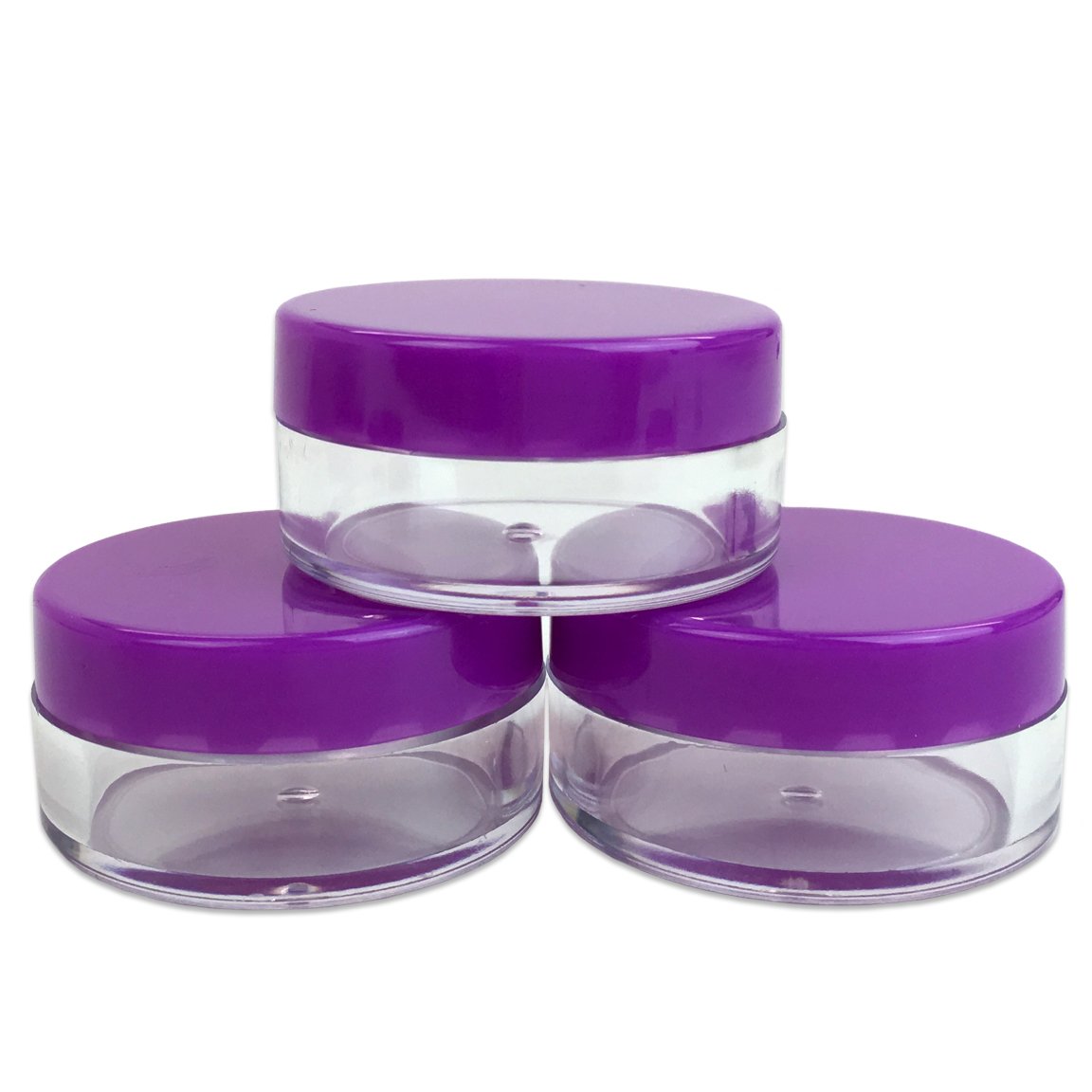 (Quantity: 20 Pieces) Beauticom 10G/10Ml Round Clear Jars With Purple Lids For Small Jewelry, Holding/Mixing Paints, Art Accesso