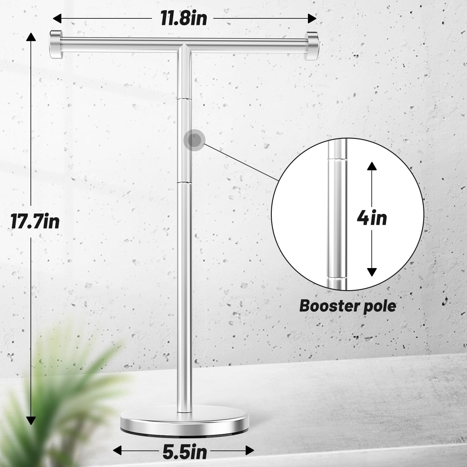 Vehhe T-Shape Hand Towel Holder For Bathroom, Height Adjustable Hand Towel Stand, Sus304 Stainless Steel Towel Holder Stand Non-