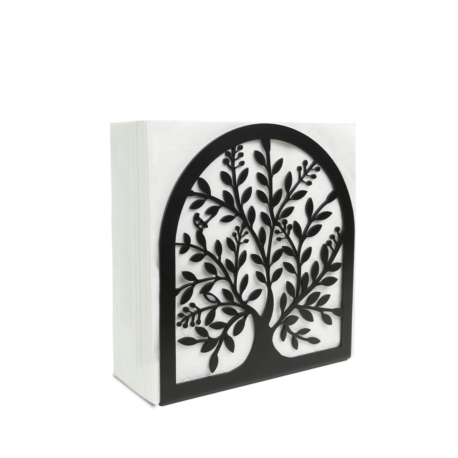 Fobule Napkin Holder For Tables, Vintage Metal Freestanding Tissue Dispenser, Black Cast Iron Vertical Tabletop Paper Napkin Hol