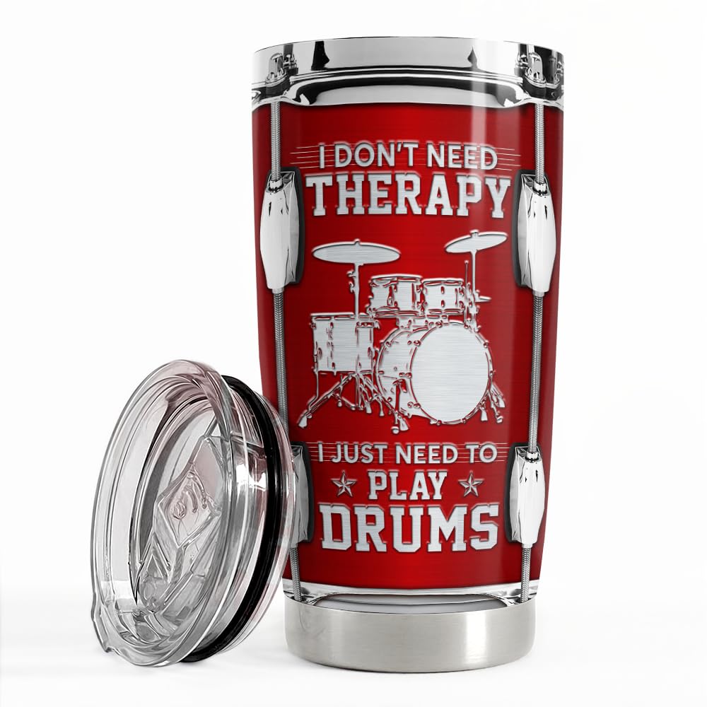 SANDJEST Drummer Gifts Drummer Tumbler 20oz Stainless Steel Insulated Tumblers Drum Coffee Travel Mug Drumming Gift for Drummers