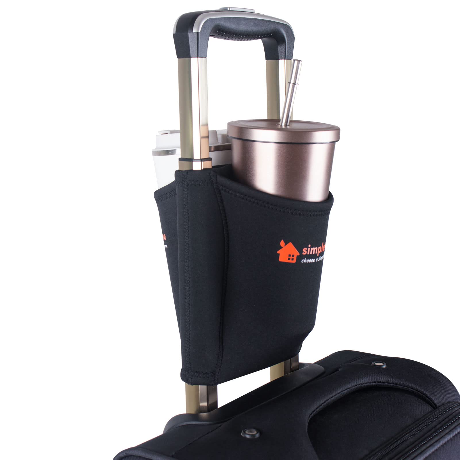 Simpletome Luggage Cup Holder Hands-Free Travel Drink Caddy Bag Attachment Simple Style Elastic Materials Easy To Install And Re