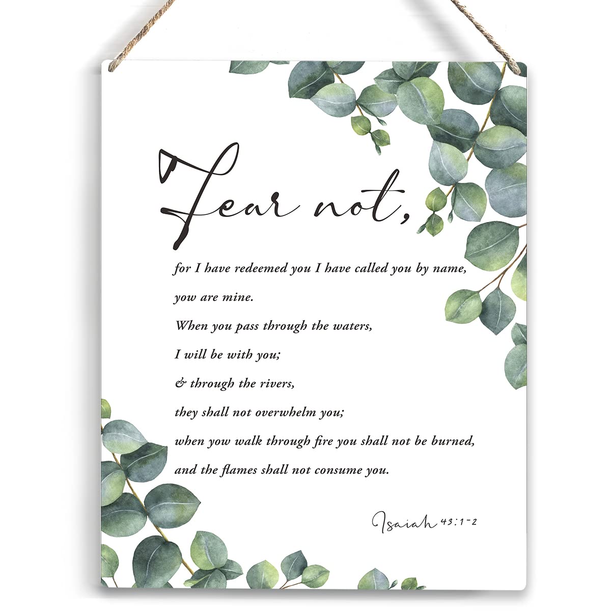 YCYD Fear Not for I Have Redeemed You Bible Verse Wood Sign Rustic Isaiah 43:1-2 Watercolour Christian Wooden Hanging Plaque for