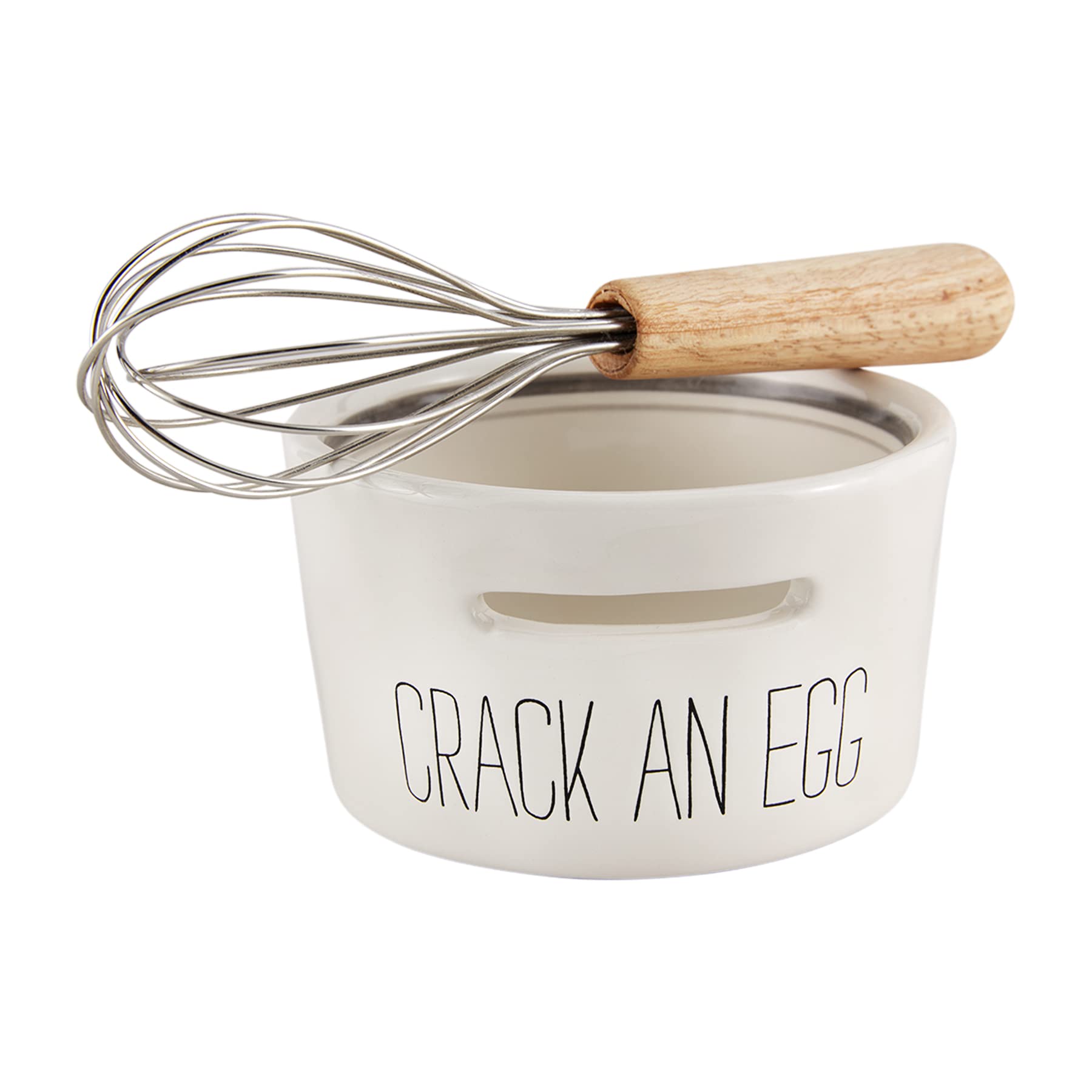 Mud Pie 41540006, Bowl 2 1/2'' X 4 1/4'' Dia 7'' Separator And Mini Whisk, Egg, White