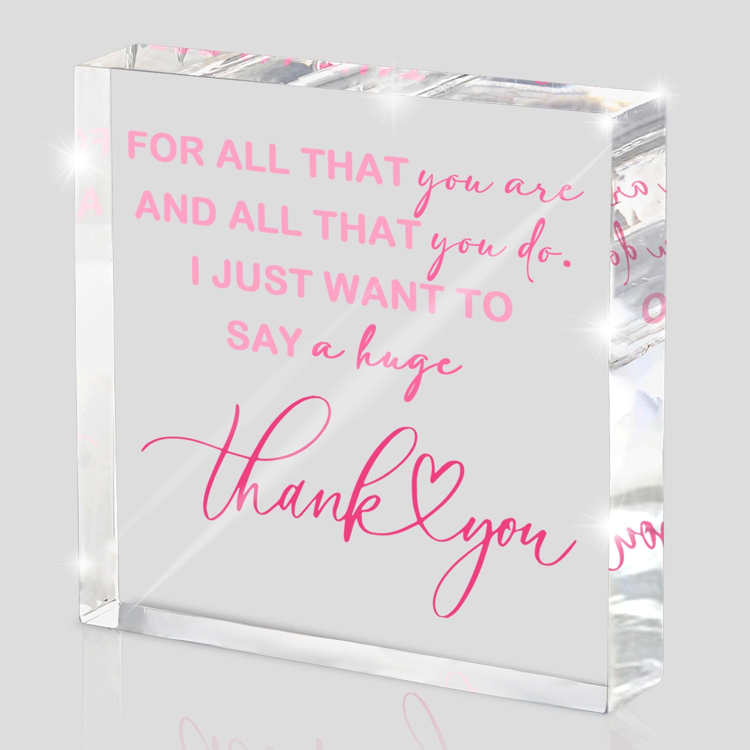 Thank You Gift for Women, 4x4 Inch Acrylic Plaque, Heartfelt Appreciation Gift, Inspirational Desk Decor for Teachers, Colleague