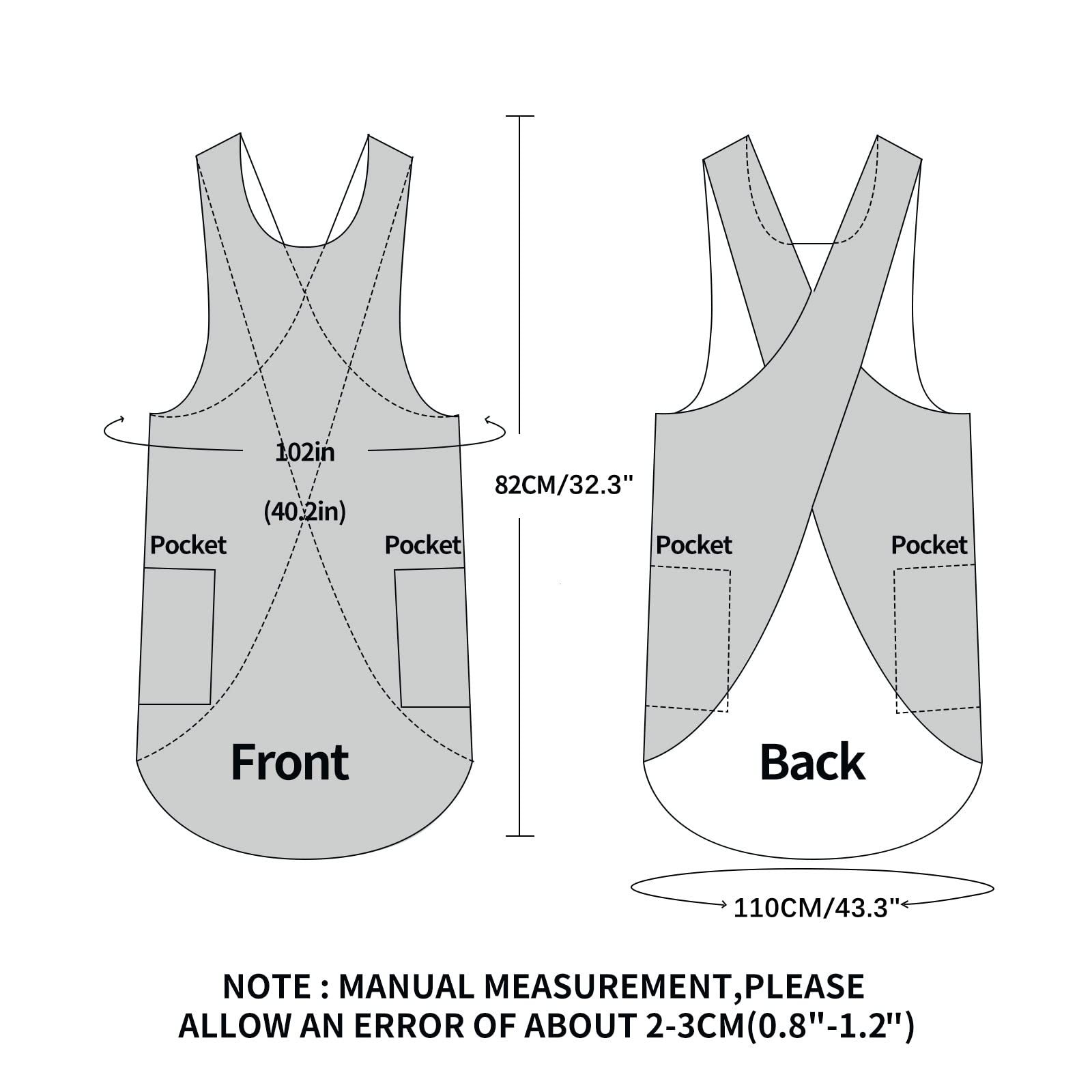 Shortened Design Apron, Japanese Style Soft Cotton Linen Apron With Two Side Pockets, X Cross Halter Apron, Kitchen Cooking Clot