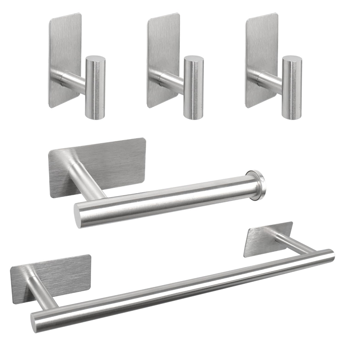 Vanloory 5 Pcs Self Adhesive Bathroom Hardware Set, Stainless Steel Towel Rack Set Include 16In Bath Towel Bar+Toilet Paper Hold