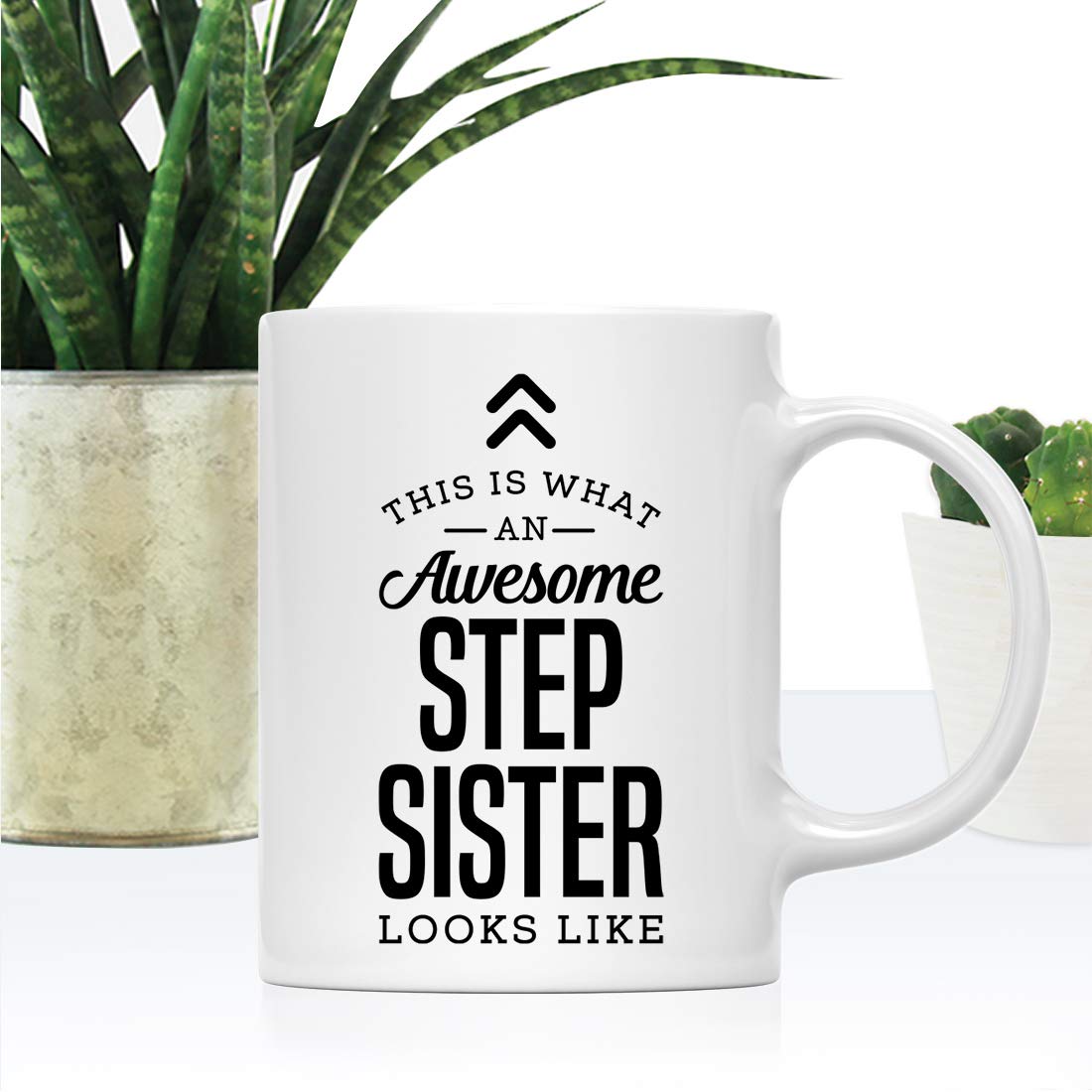 Andaz Press 11oz. Ceramic Coffee Tea Mug Gift, This is What an Awesome Step Sister Looks Like, 1-Pack, Birthday Gift Ideas Cowor