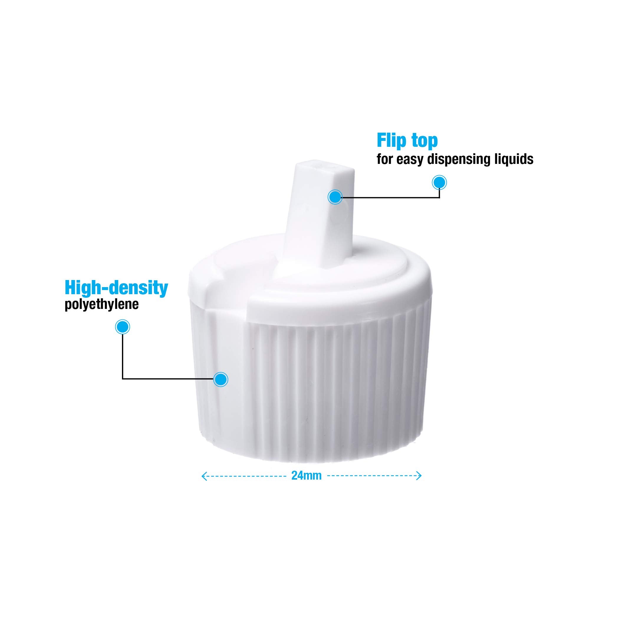 Consolidated Plastics 41241 White Flip Top Dispensing Cap, 24 Mm, 24-400 Finish, 12 Piece